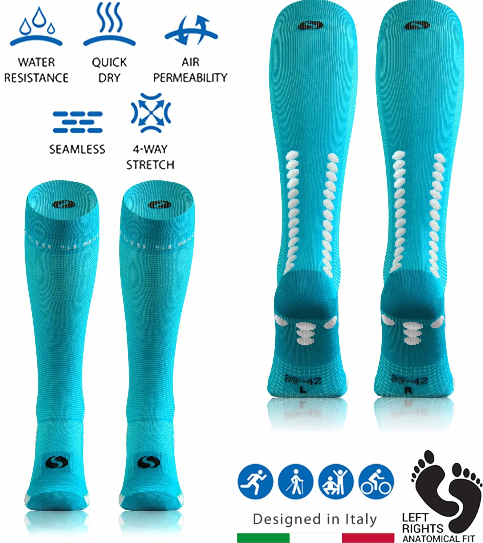 Sesto Senso 3 Paires Chaussettes de Sport Compression Mi-Mollet