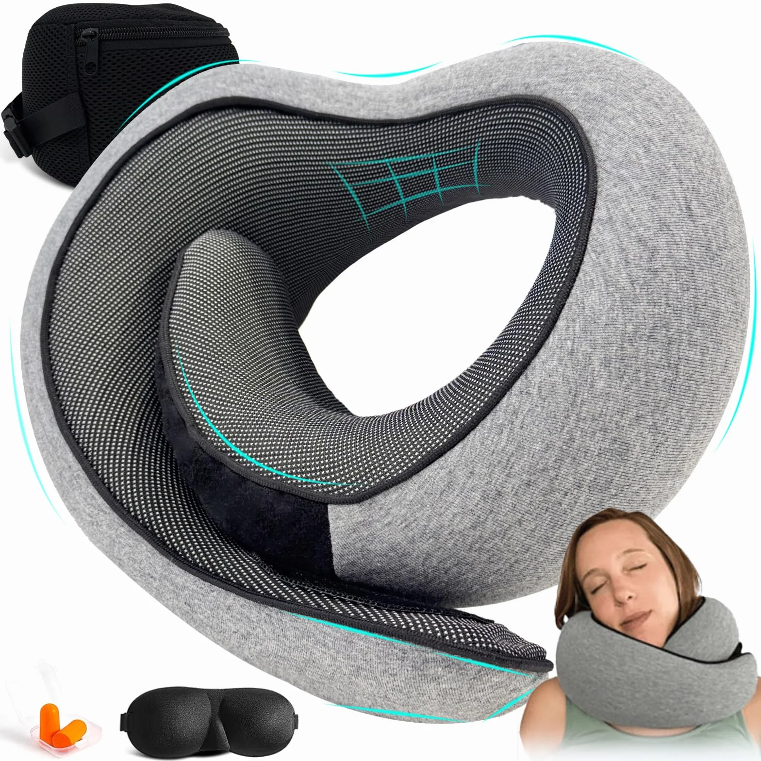 Reiteag Nomadike Oreiller de Voyage - Coussin Mémoire de Forme pour Avion Voiture
