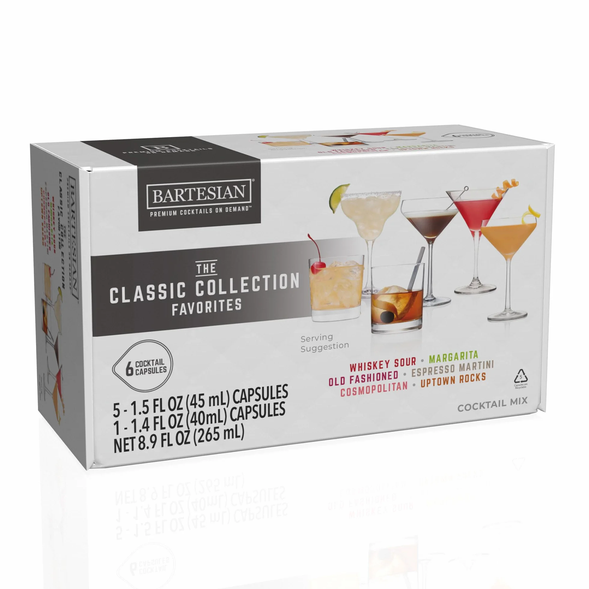 Bartesian The Classic Collection 55524 Lot de 6 capsules à cocktail pour machine à cocktail Bartesian Premium