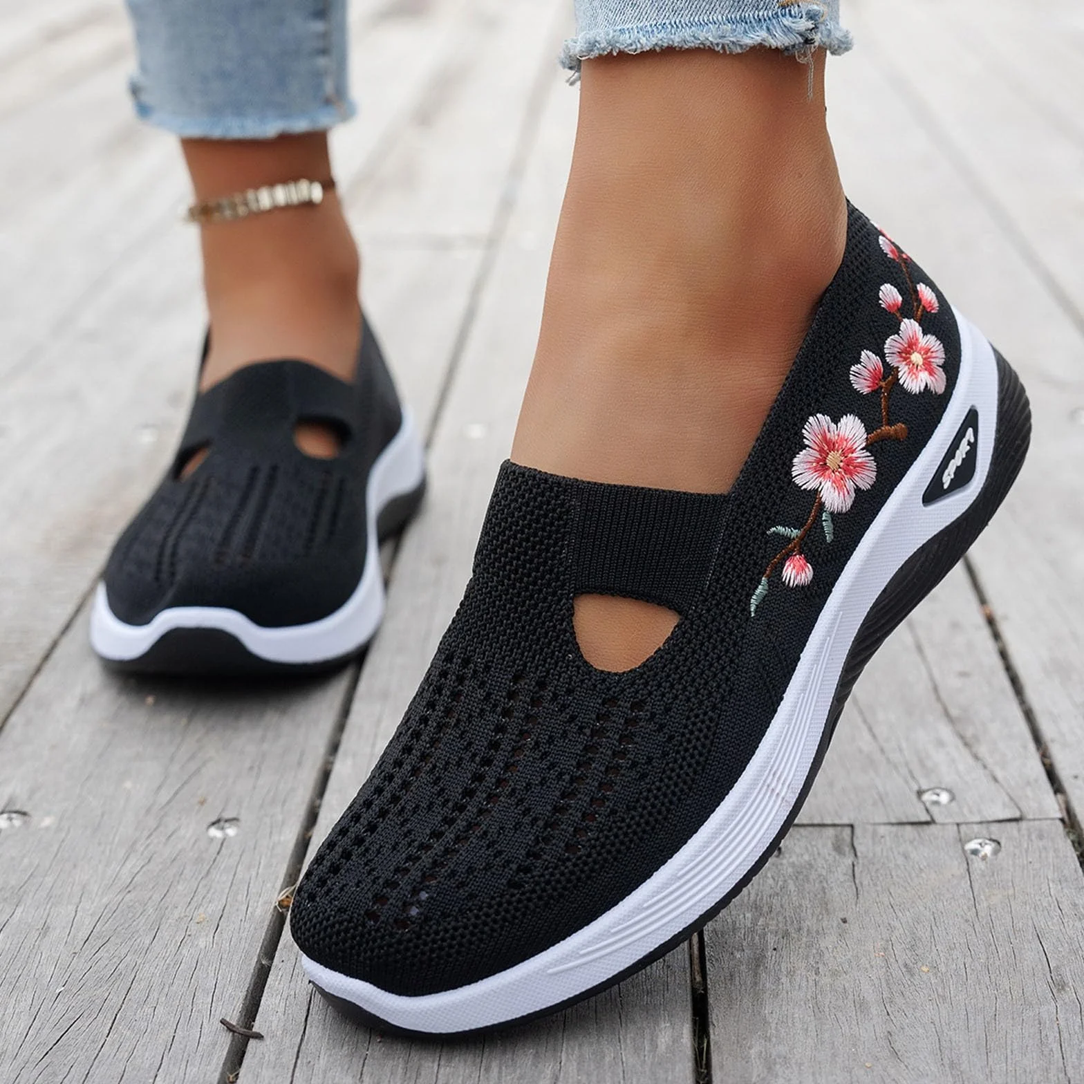 Chaussures Orthopédiques Femme Basket Confortable Mémoire de Forme Pieds Larges sans Lacet