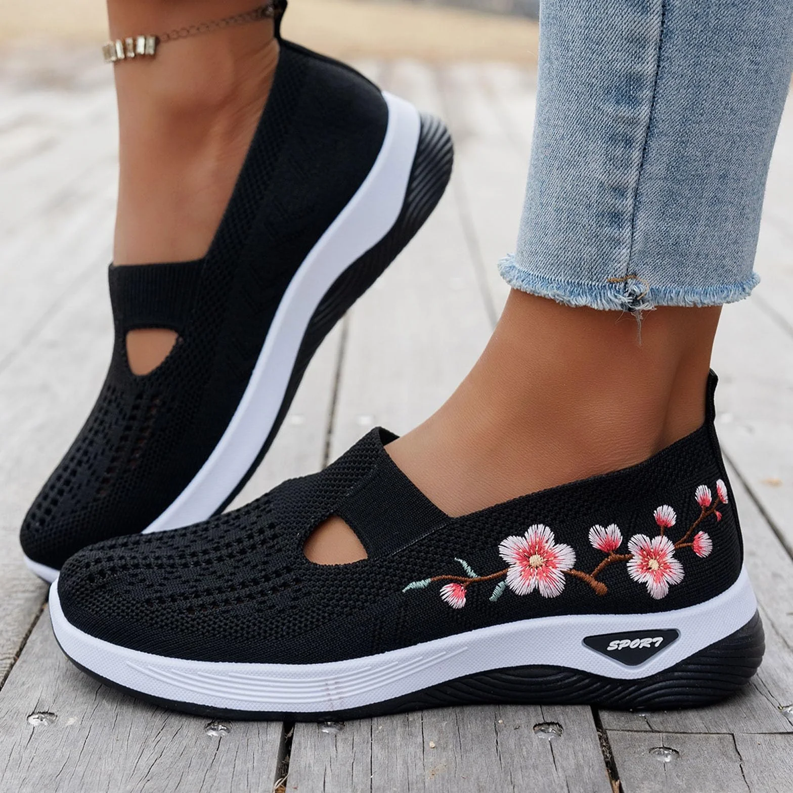 Chaussures Orthopédiques Femme Basket Confortable Mémoire de Forme Pieds Larges sans Lacet