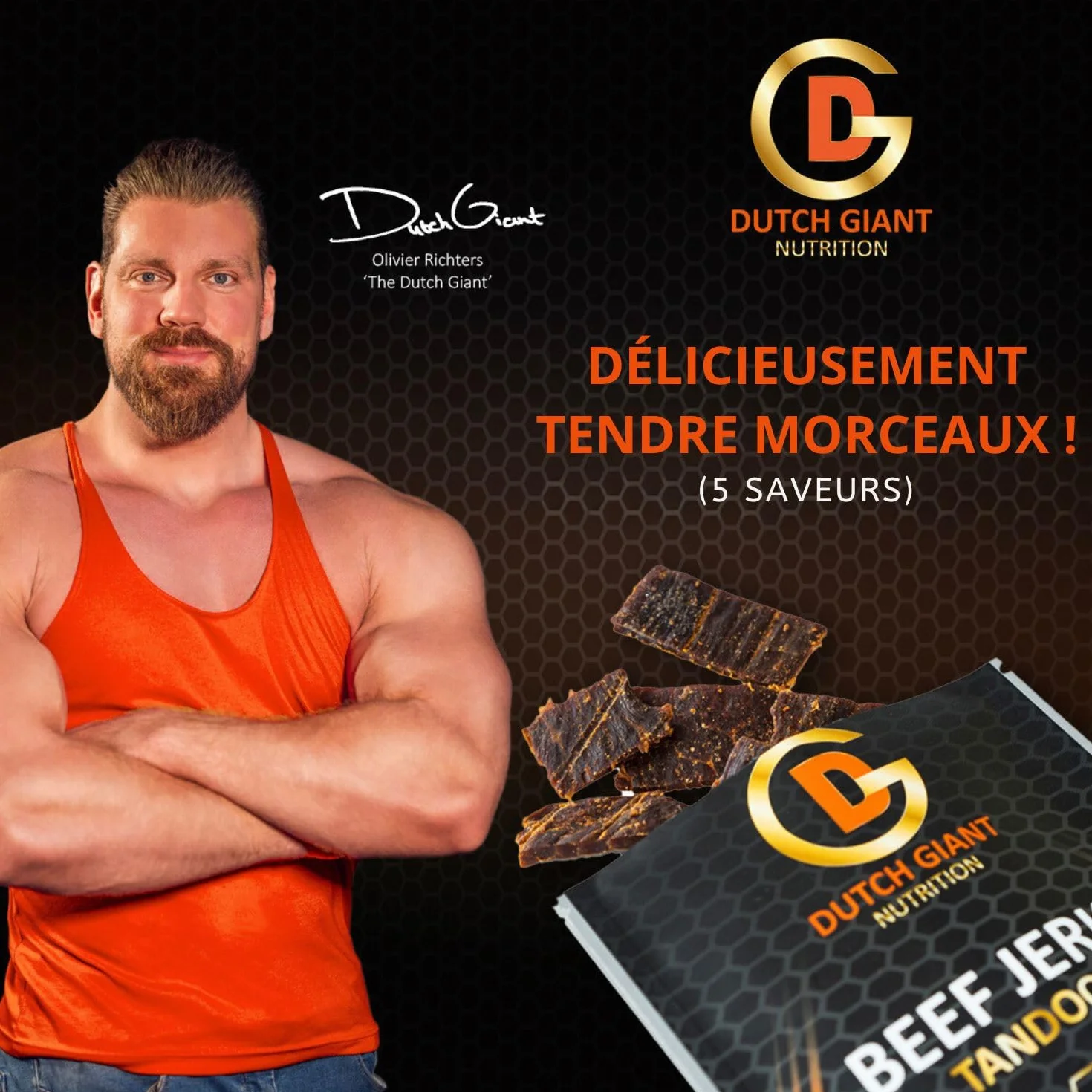 Dutch Giant Beef Jerky Original | 10 x 50 gram | 500g Boeuf Séché pour les gens | Viande séchée | Biltong | Nourriture Américaine | Snack | Ration de survie | Haute teneur en protéines | Musclemeat