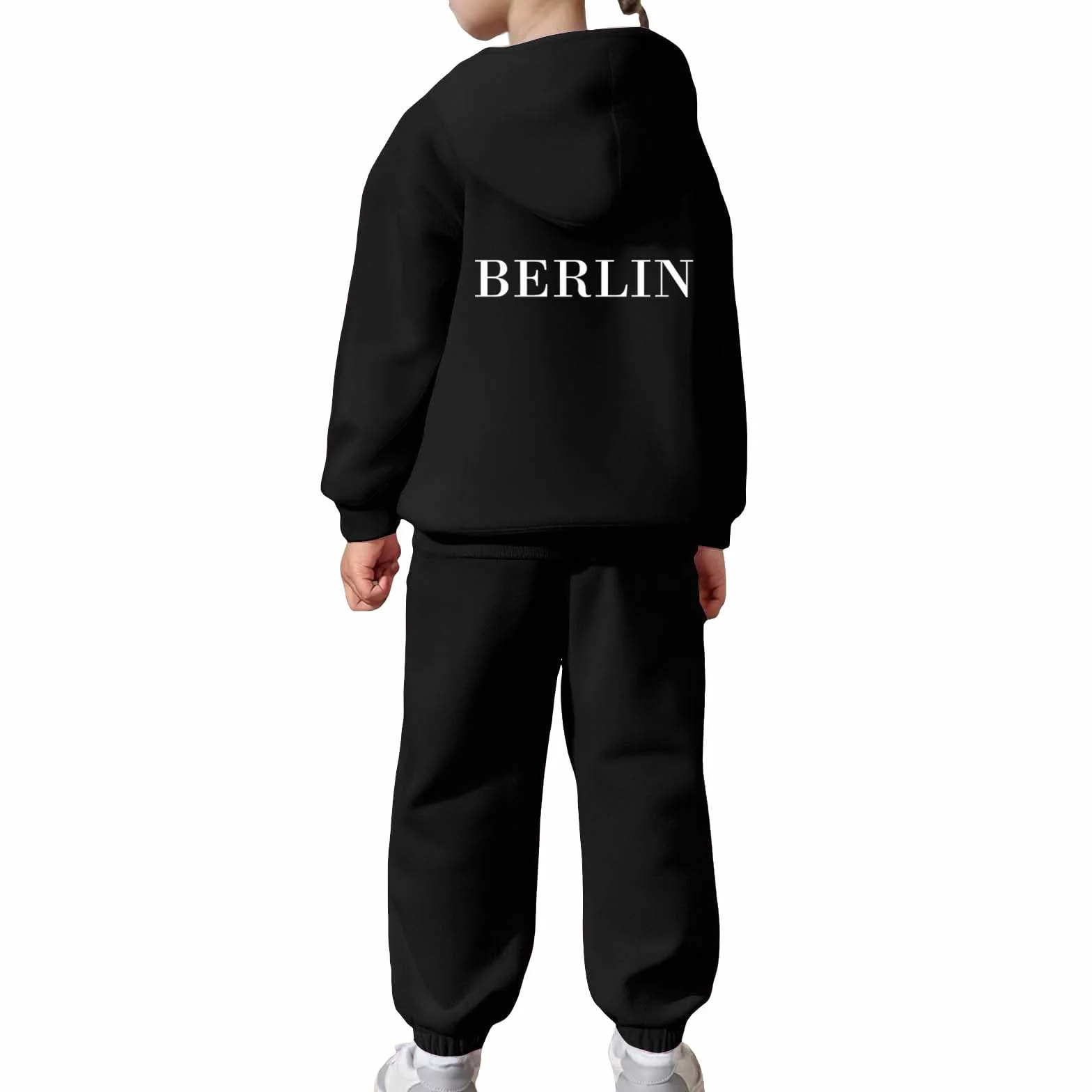 Survêtement 2 pièces pour fille et garçon - Ensemble manches longues chaud sweat à capuche et pantalon jogging