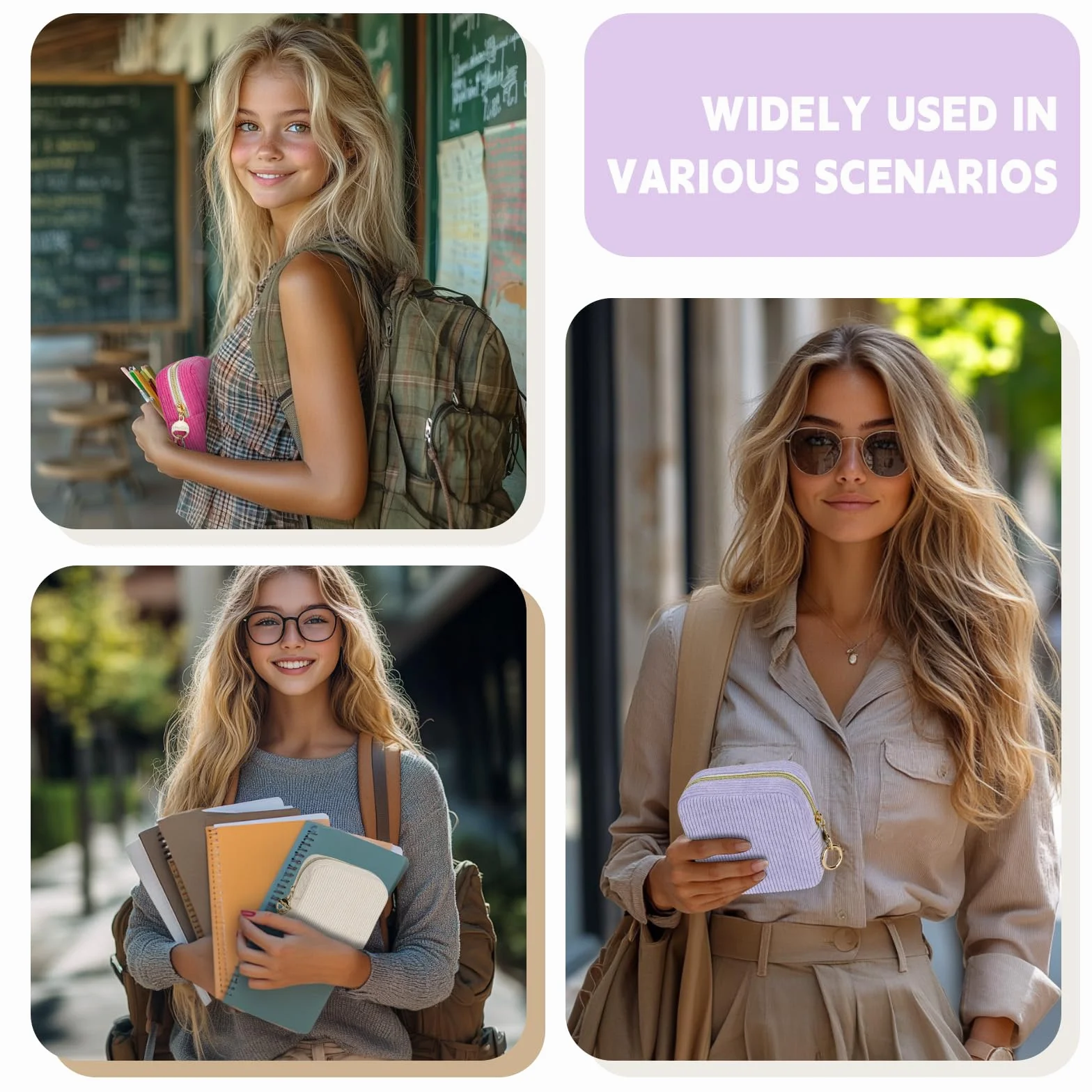 Pochette Rangement Serviettes Hygiéniques Tampons avec Fermeture Éclair Violet