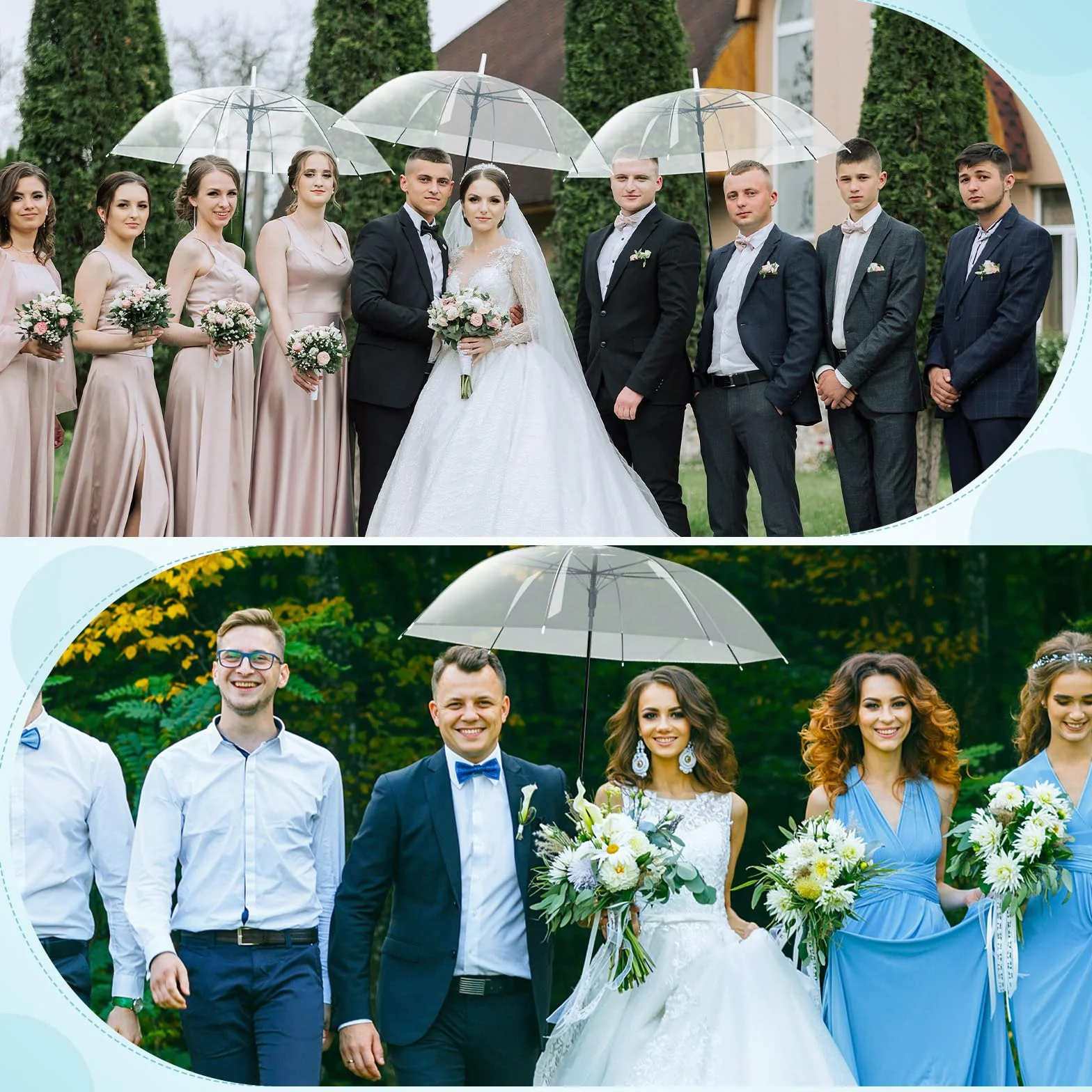Hestya 4 Paquet Parapluies Transparents Mariage dôme Semi-Automatique