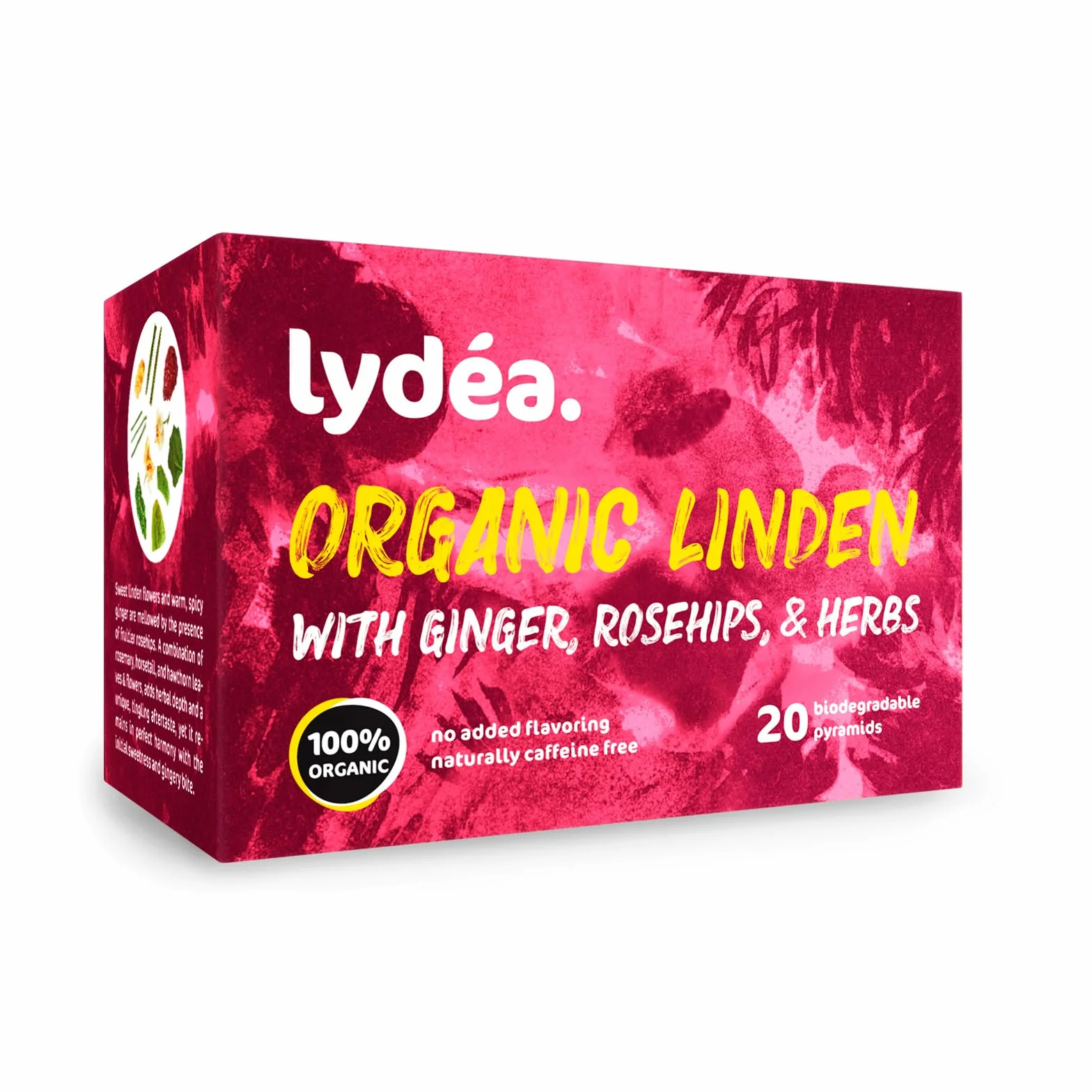 Lydea Tisane bio, tilleul avec gingembre, cynorrhodon et herbes, 60 pyramides, lot de 3 [3 x 20 pyramides]