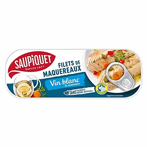 SAUPIQUET - Filets Maquereaux Vin Blanc Et Aromates 176G - Lot De 4