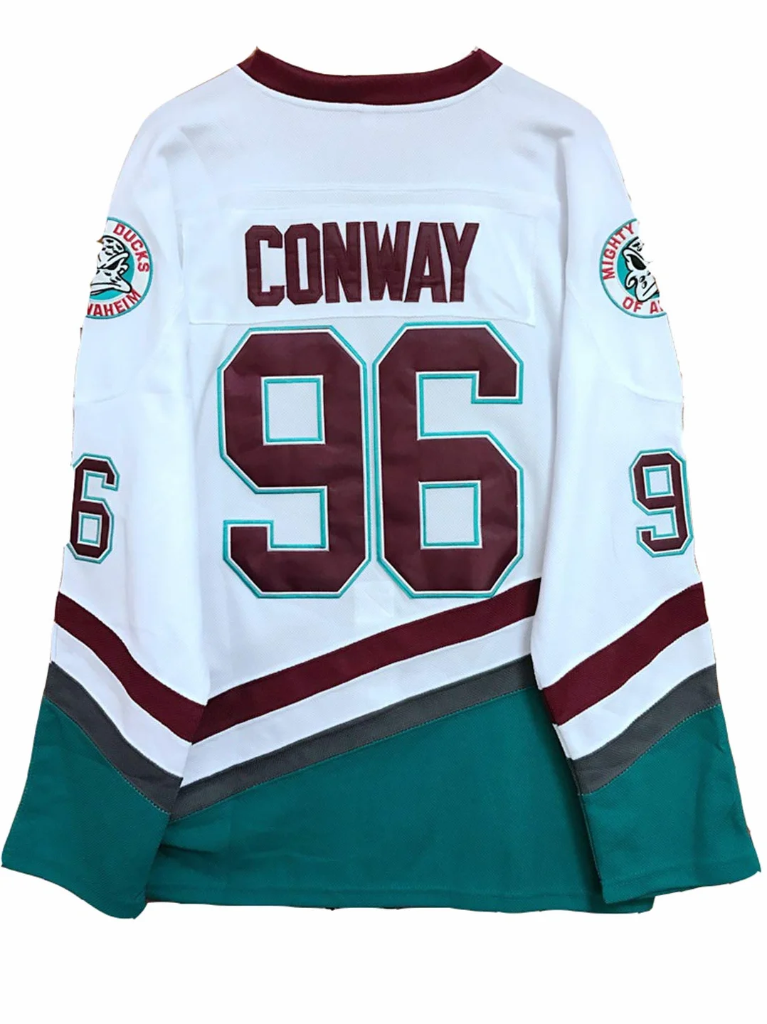 Charlie Conway Maillot de Hockey sur Glace Mighty Ducks 96 Lettres Cousues Blancs Chiffres S-XXXL
