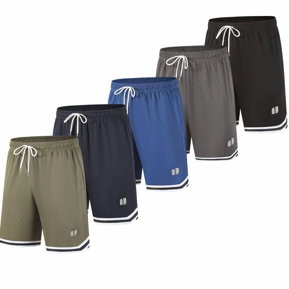 Shorts de sport homme séchage rapide lot de 5 avec poches taille élastique