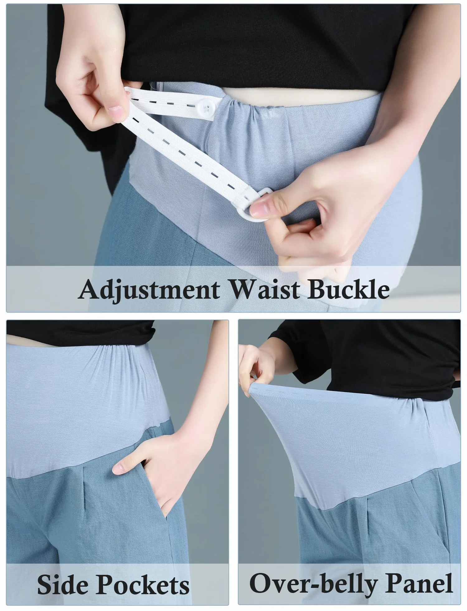 Short de grossesse taille haute avec poches femme FEOYA décontracté pyjama enceinte M-5XL