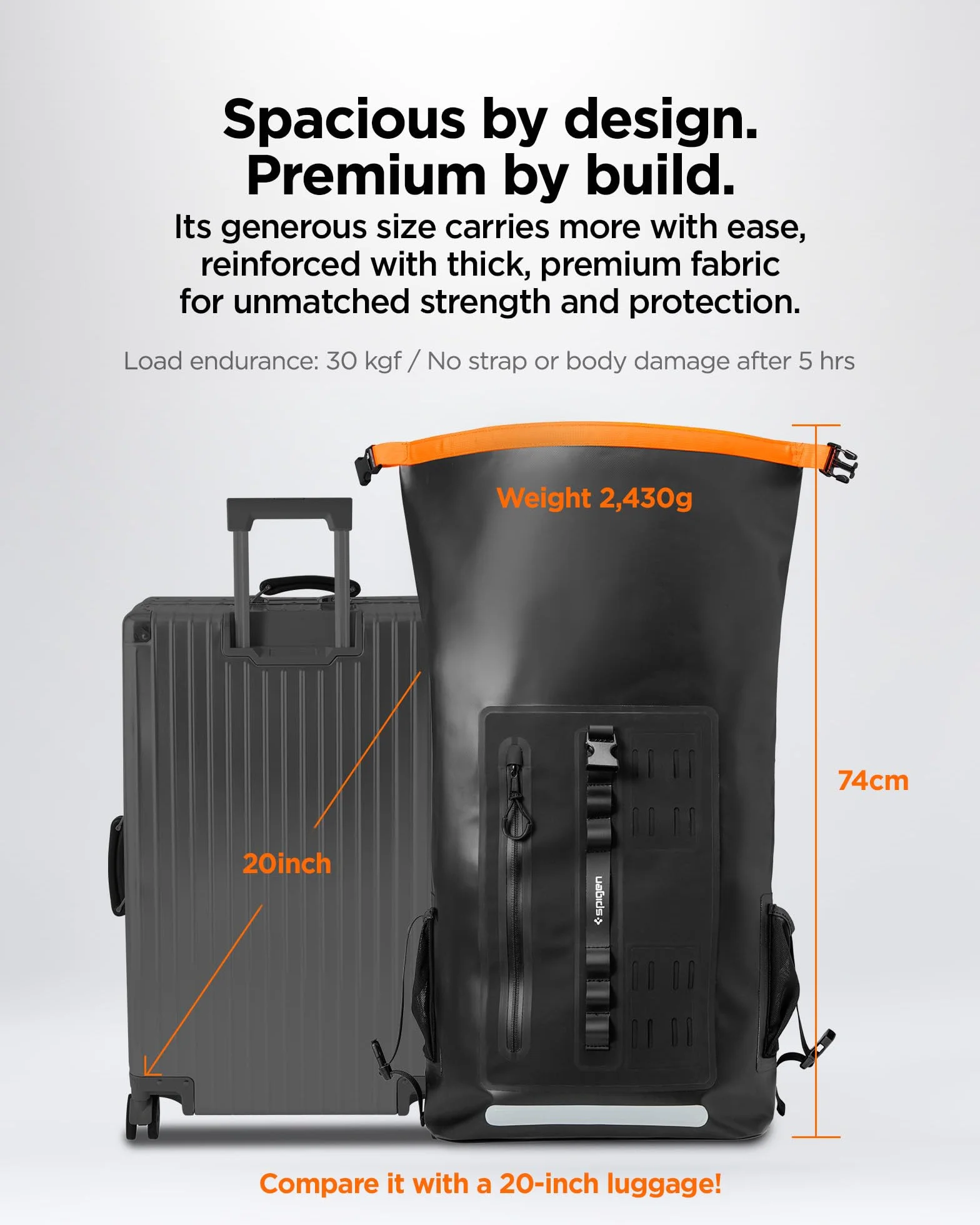 Spigen Aqua Shield A650 Sac à Dos Étanche IPX6 Compatible Ordinateur Portable 16 Pouces Dos Ventilé Noir