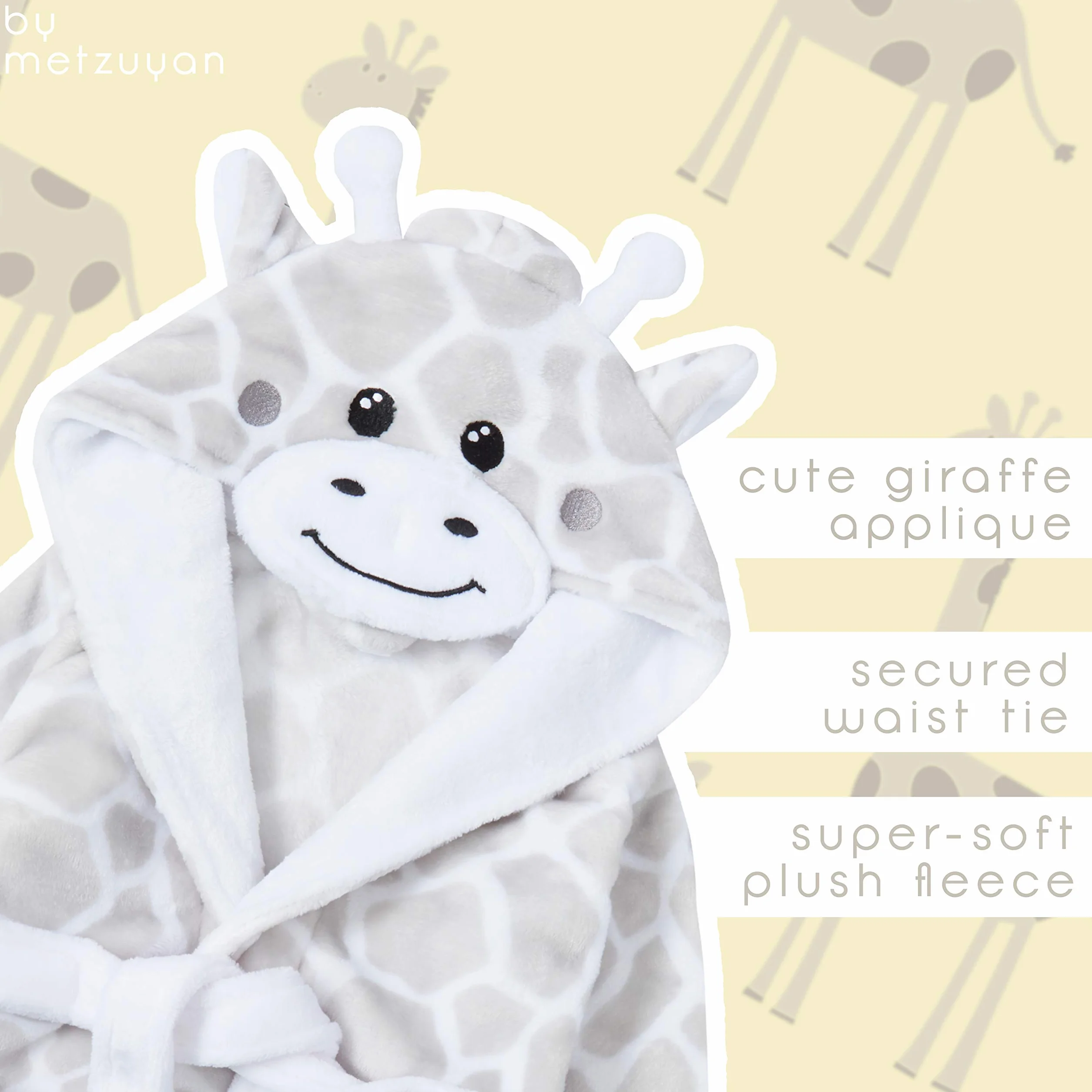 Peignoir bébé fille garçon en peluche motif girafe Metzuyan