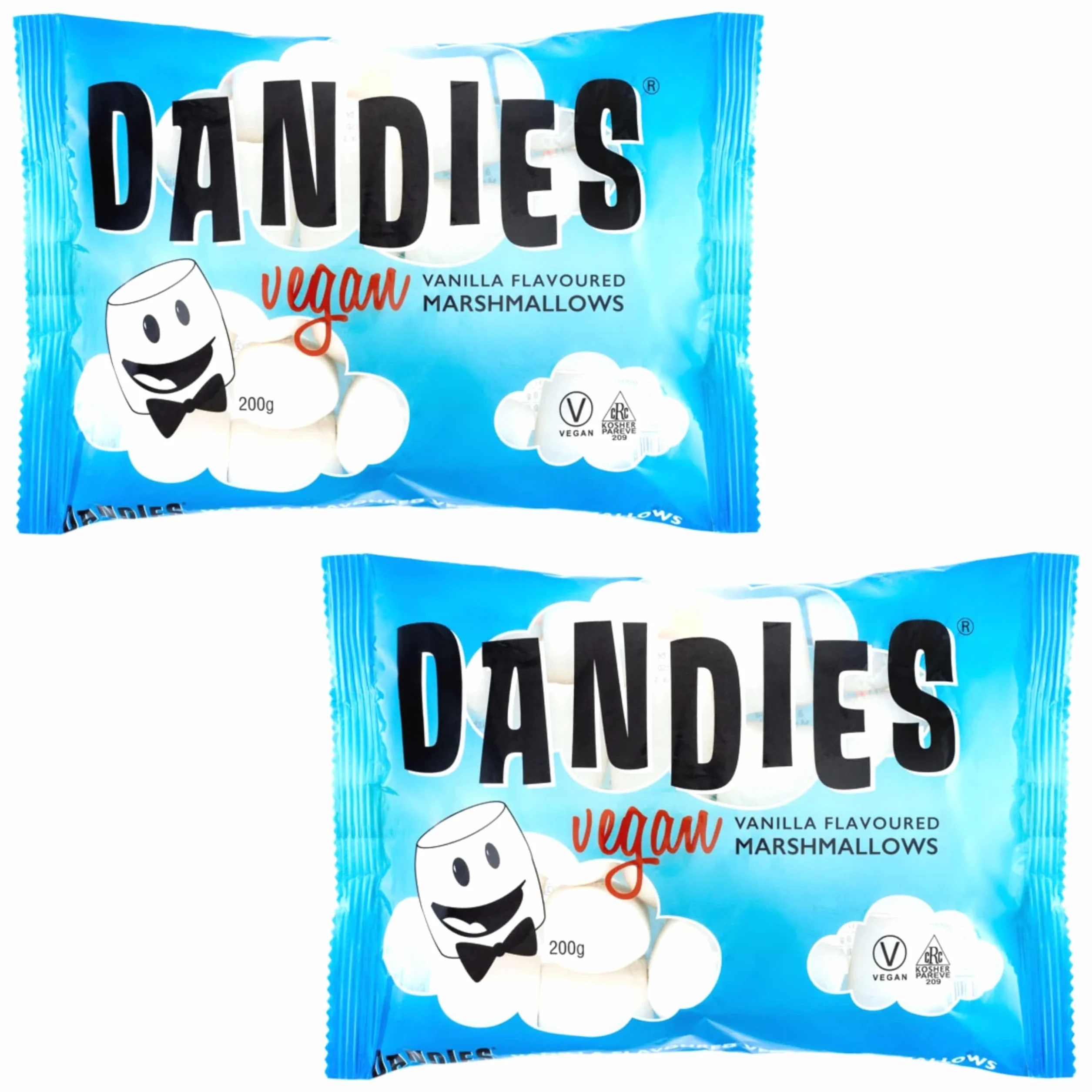 Dandies Guimauves végétaliennes légères et moelleuses | Parfait pour le barbecue, le feu de camp, le rôti, le grillage | Smores ou tout simplement les collations | Style américain | Convient pour les
