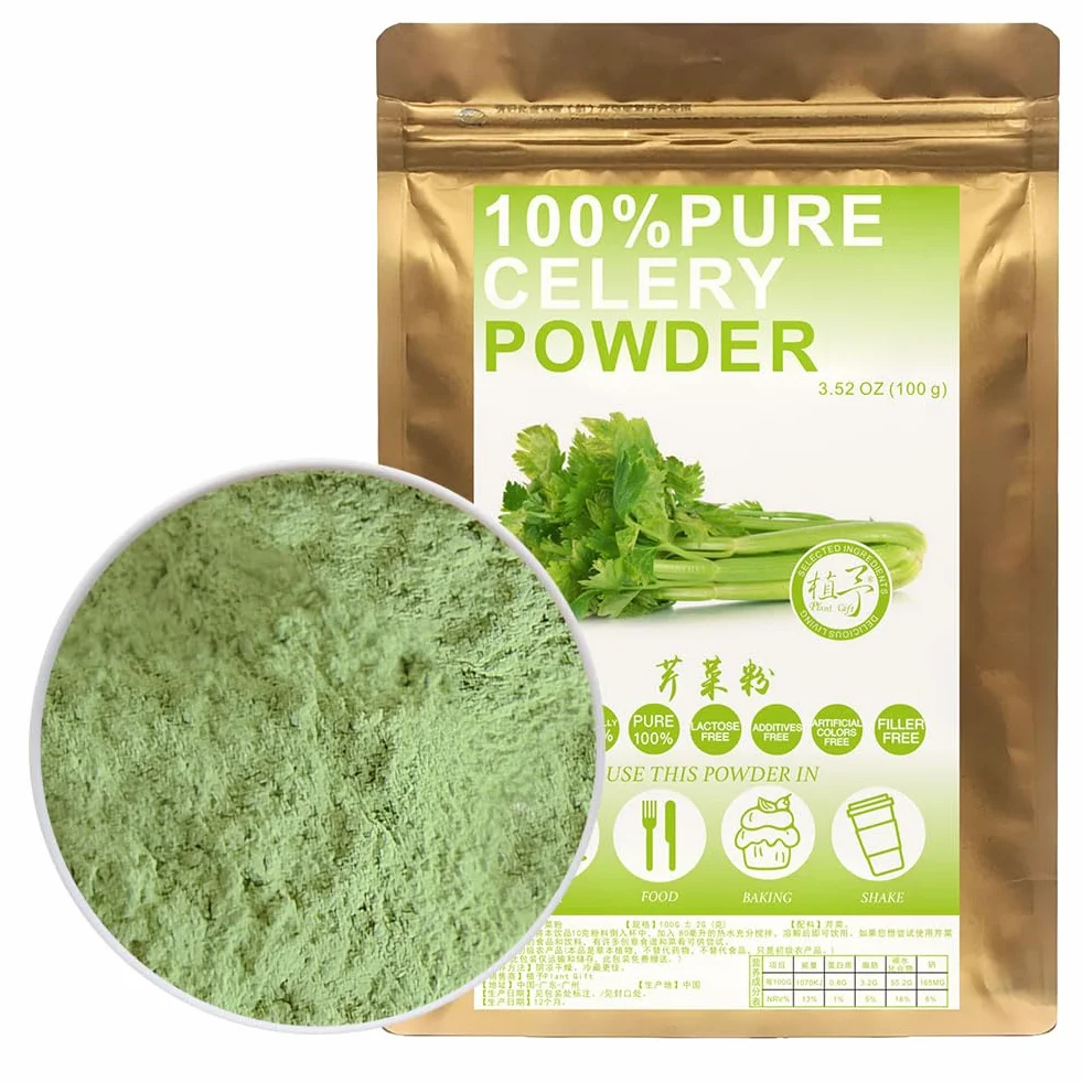 100% Natural Pure Celery Powder 100g/3.52oz 芹菜粉 poudre de jus de céleri pour smoothies, shakes, pâtisseries et boissons, thé | poudre de jus Vert, poudre verte, sans conservateur