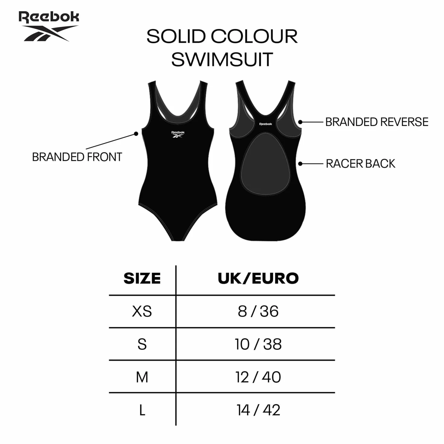 Reebok Women's One Piece Swimsuit Black