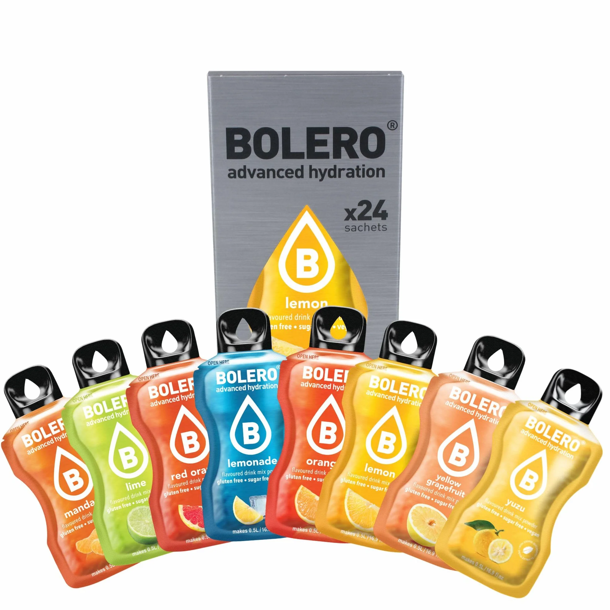 Bolero boissons CITRUS MIX STICKS 24x3g I boisson rafraîchissante en poudre sans sucre édulcorée à la stévia | boisson hypocalorique à la vitamine C