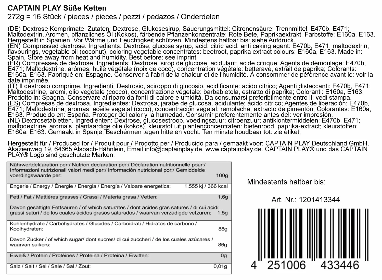 CAPTAIN PLAY Candy Box avec 16 Colliers Sucrés Dextrose