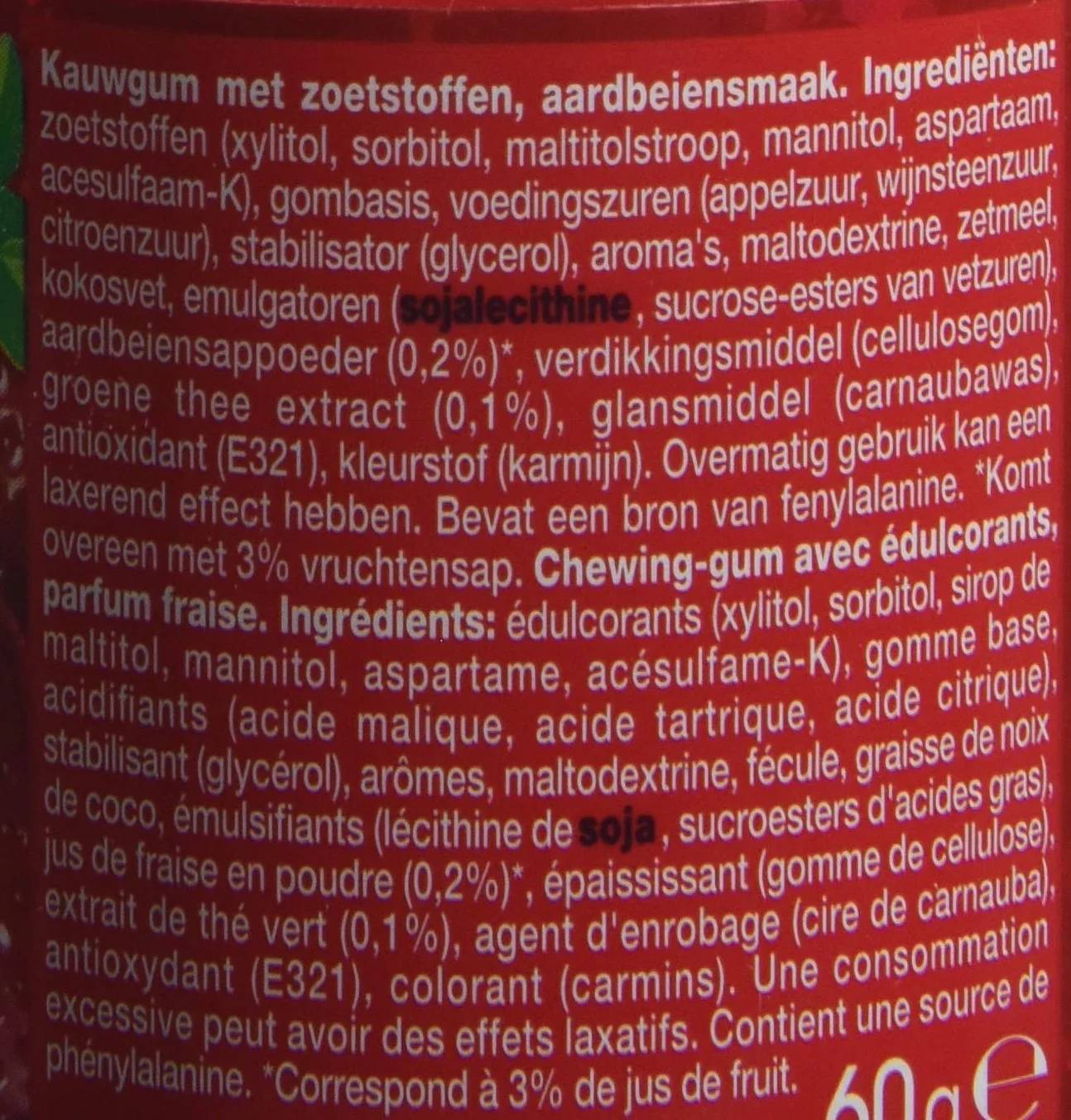 Mentos Gum pure fresh fraise set de 6 boîtes 360 g