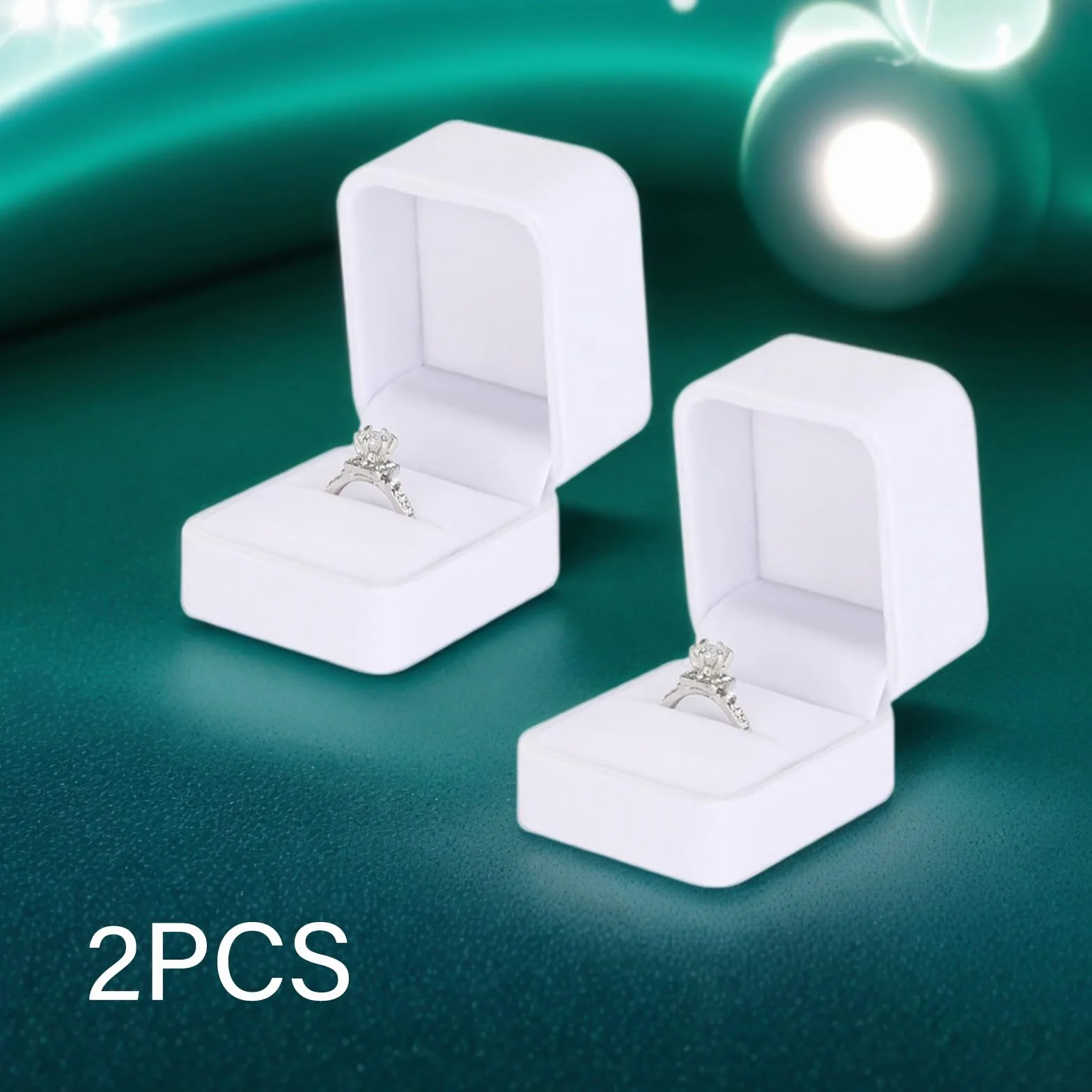 Boîte à Bagues en Velours Carré 2 Pièces Écrin de Mariage