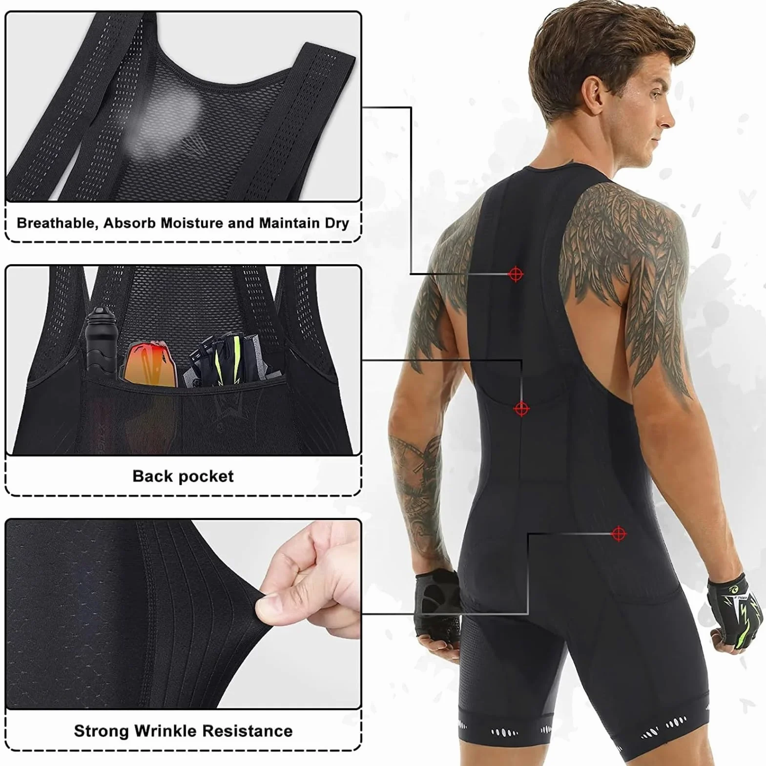 Cuissard à Bretelles Cyclisme Homme Competitive Edition Polyester Séchage Rapide Poche