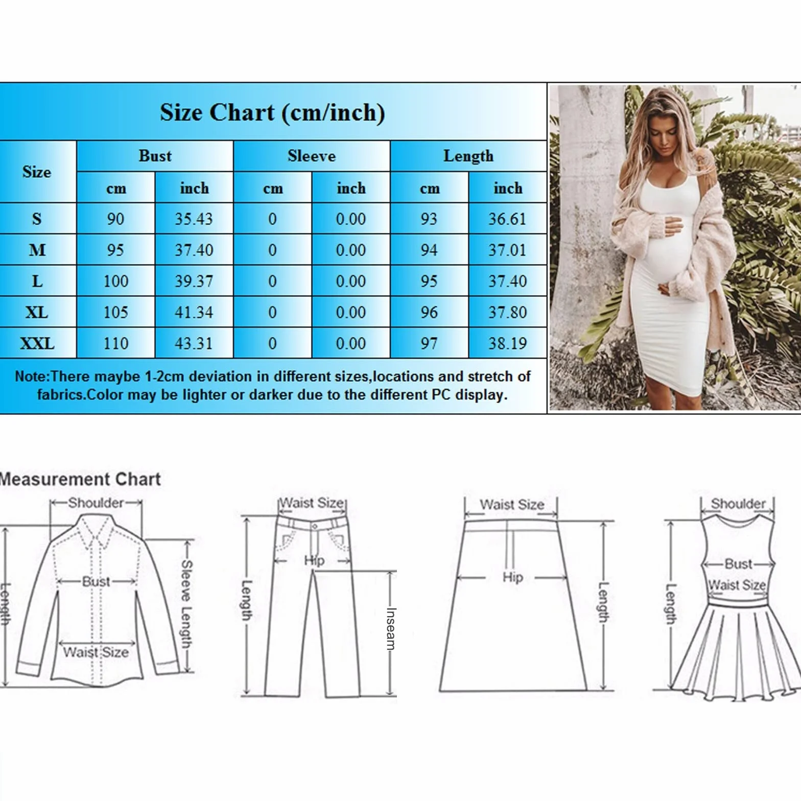 Robe Grossesse Maternité Longue sans Manches d'Été Décontractée pour Femme
