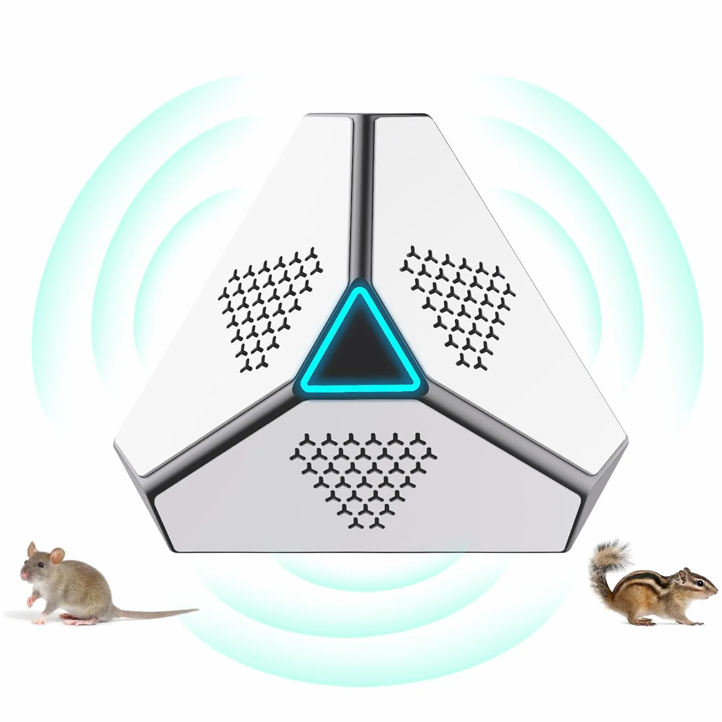 Ultrason pour rats, répulsif à ultrasons pour souris, souris et rats 360° avec lumière LED répulsif ultrasonique dissuasifs pour souris, rongeurs, rats, araignées, mites et fourmis