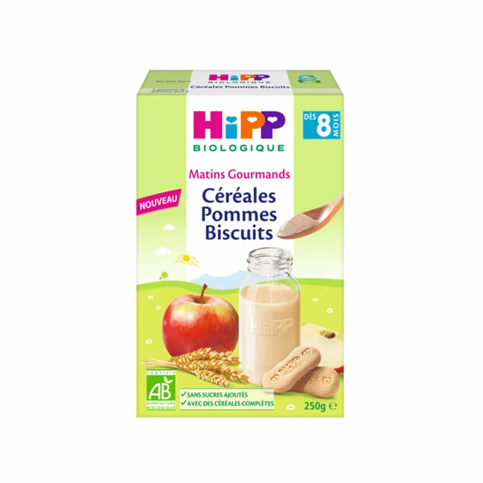 HiPP Matins Gourmands Céréales Pommes Biscuits dès 8 Mois Bio 250 g