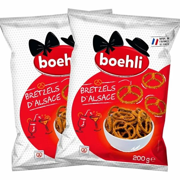 BOEHLI - Lot De 2 Sachets Bretzels Moyennes 400G - Quatre Articles