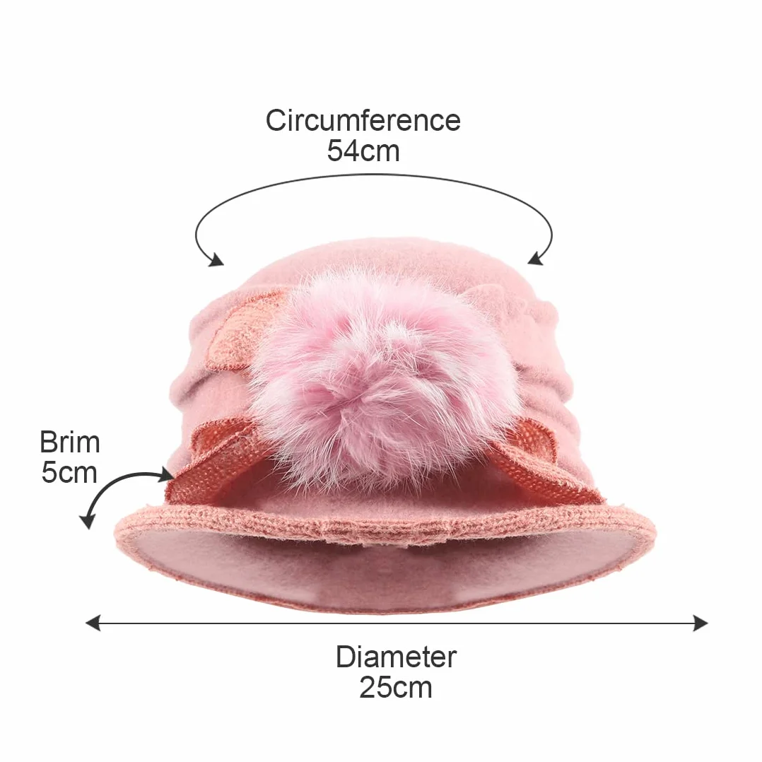 Chapeau Femmes 100% Laine Floral Cloche Melon Feutre