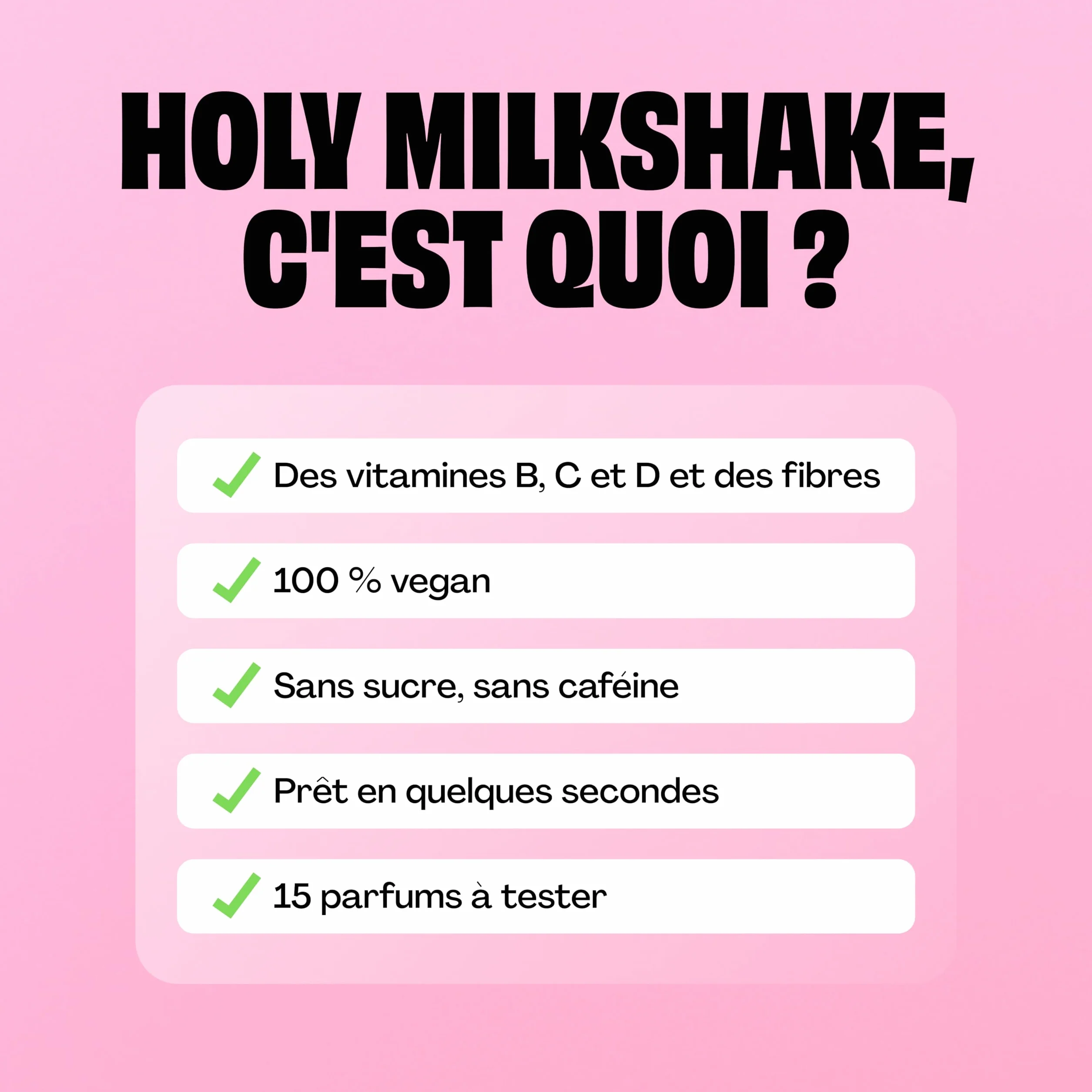 Kit de démarrage HOLY Milkshake - 3x5 variétés - avec vitamines B, C et D et arômes 100% naturels - sans sucre, sans caféine et végétalien - poudre pour milkshake hypocalorique, shaker inclus