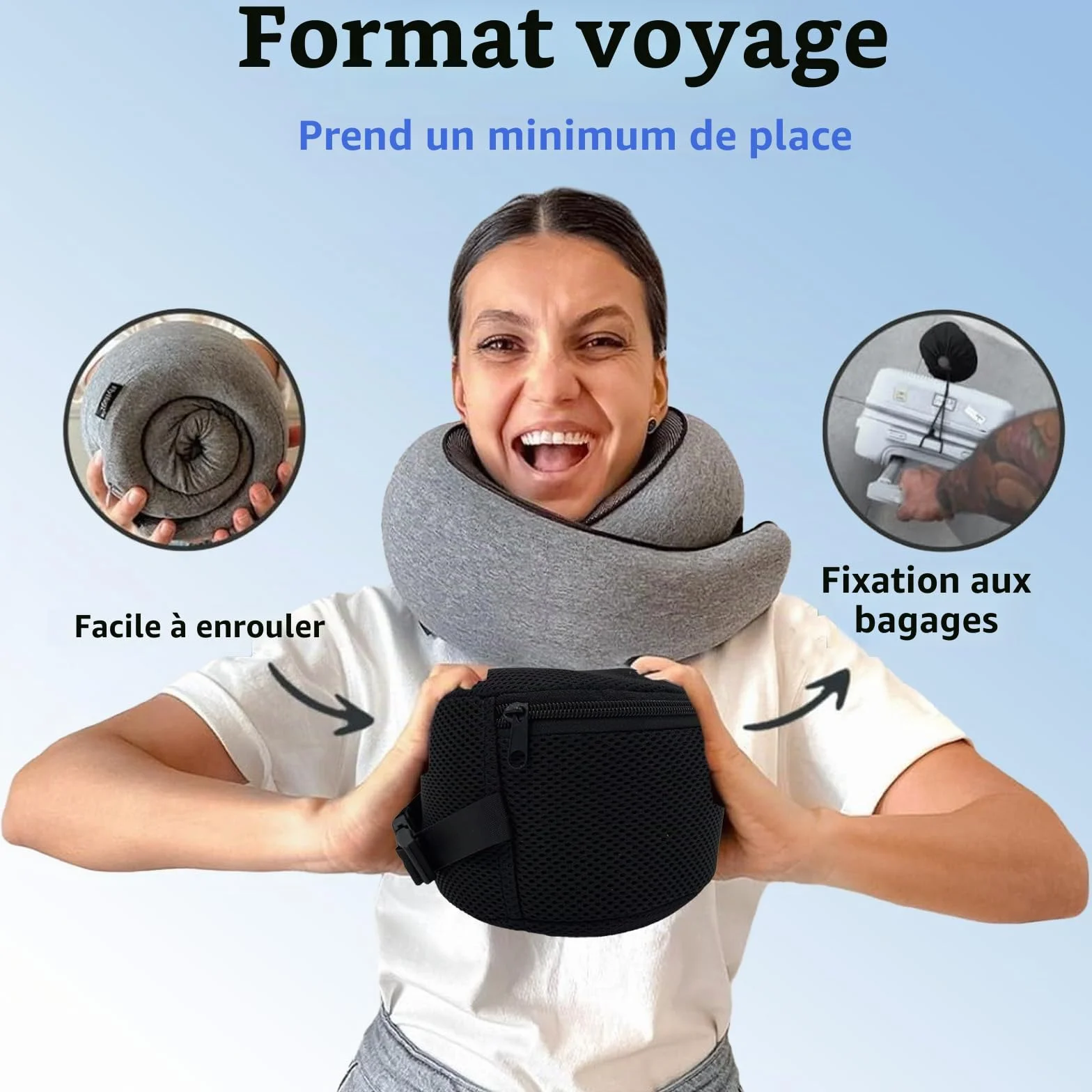 Reiteag Nomadike Oreiller de Voyage - Coussin Mémoire de Forme pour Avion Voiture