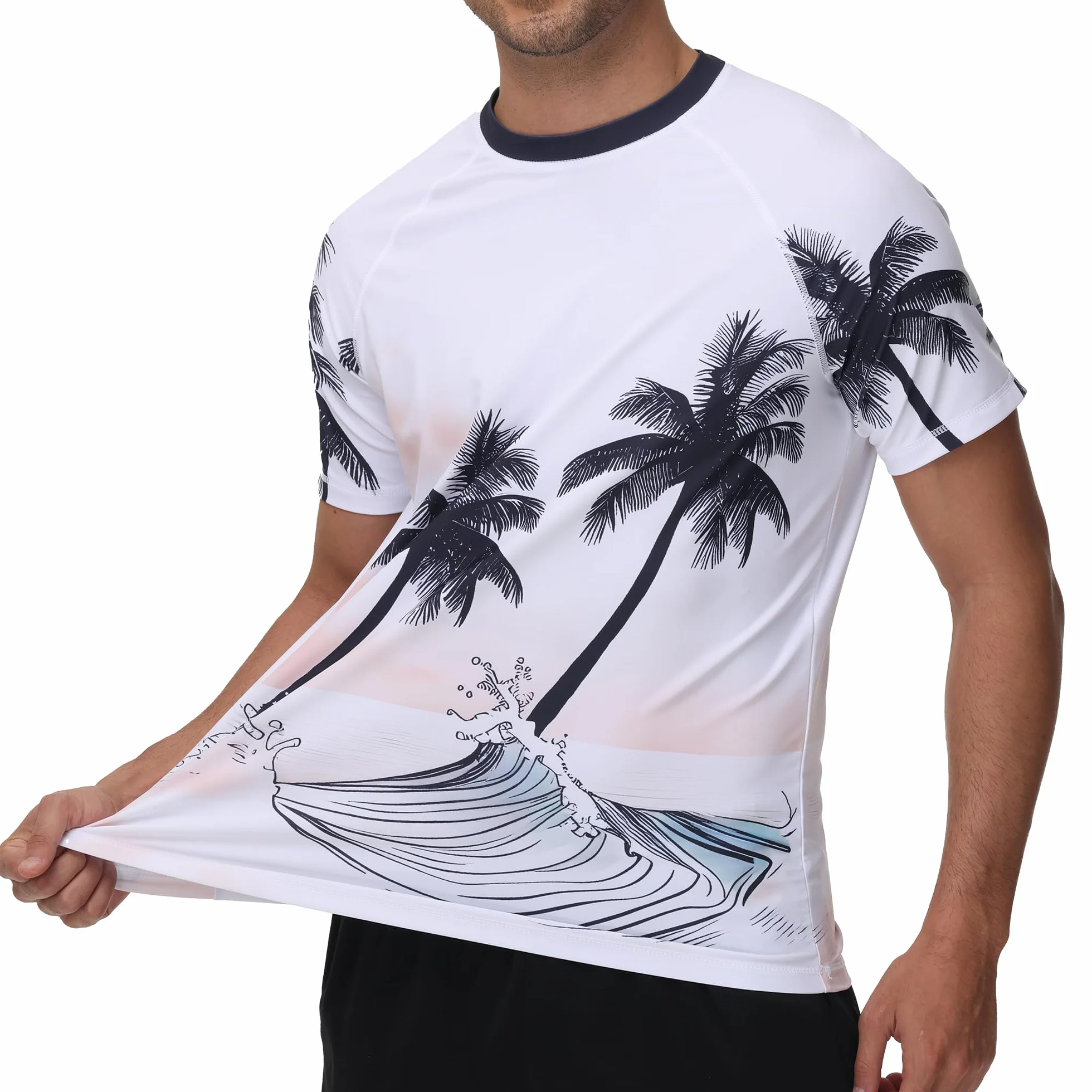 VAYAGER Maillot de Bain Homme Anti-UV UPF 50+ Rashguard Séchage Rapide Protection Solaire