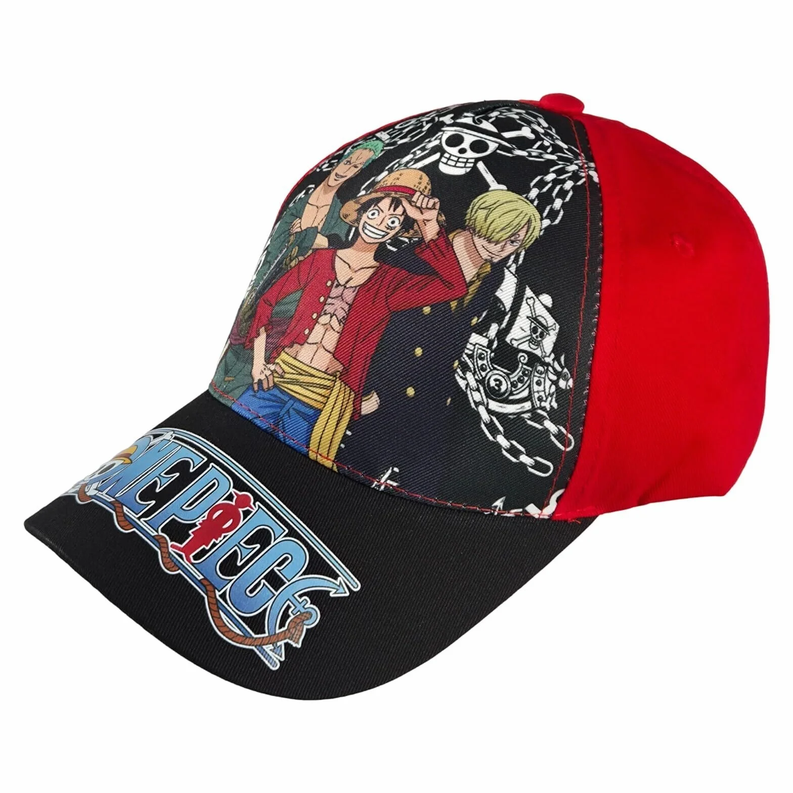 One Piece Casquette Baseball Enfant Ruffy Chapeau Paille Taille Réglable 54-56 cm Officiel Anime Coton Visière