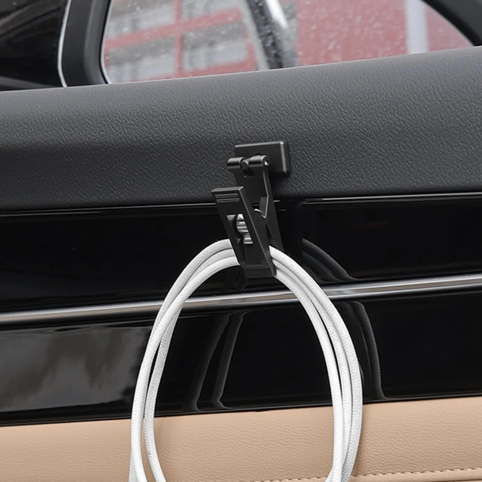 Support Adhésif Magnétique Porte-Cartes pour Voiture, Crochets Multifonction Rangement Tableau de Bord Pare-Soleil