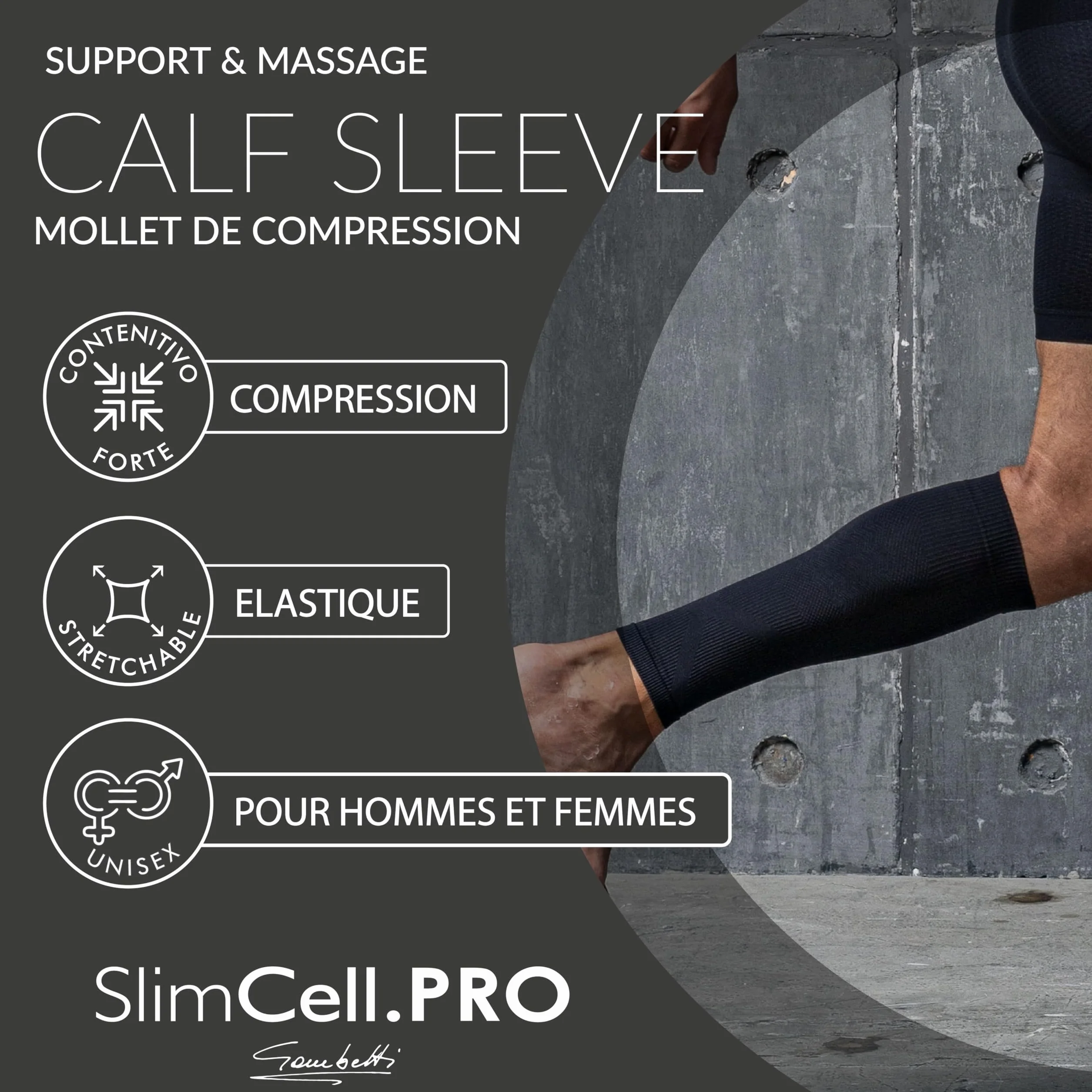 Manchon de Mollet Compressif Unisexe pour Running, Basket, Fitness – Made in Italy