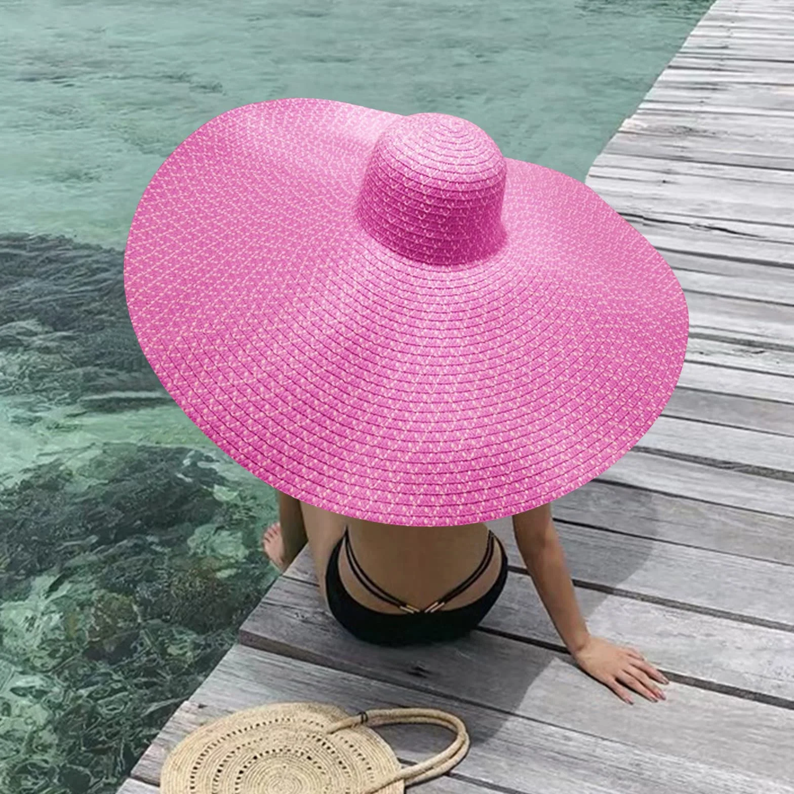 Chapeau de Plage Surdimensionné à Large Bord pour Femme Grand Respirant Étanche Protection Uv Pliable