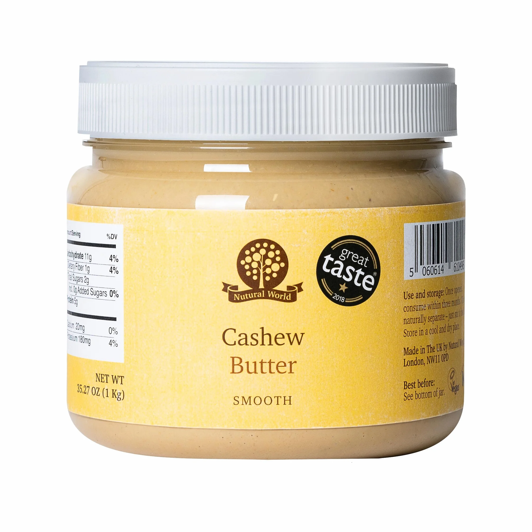 Nutural World - Beurre de noix de cajou onctueux (1kg) Vainqueur des Great Taste Awards