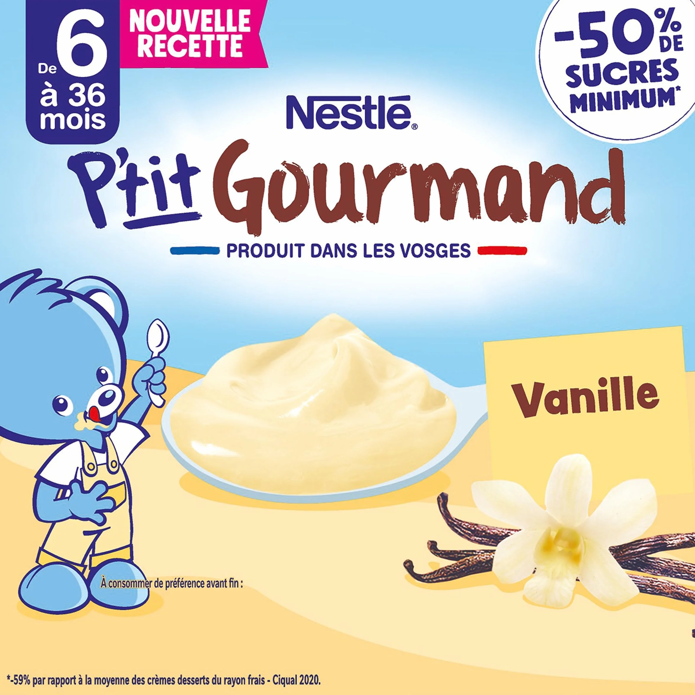Nestlé Bébé - P'tit Gourmand Saveur Vanille - Laitage dès 6 mois - 4 x 100g