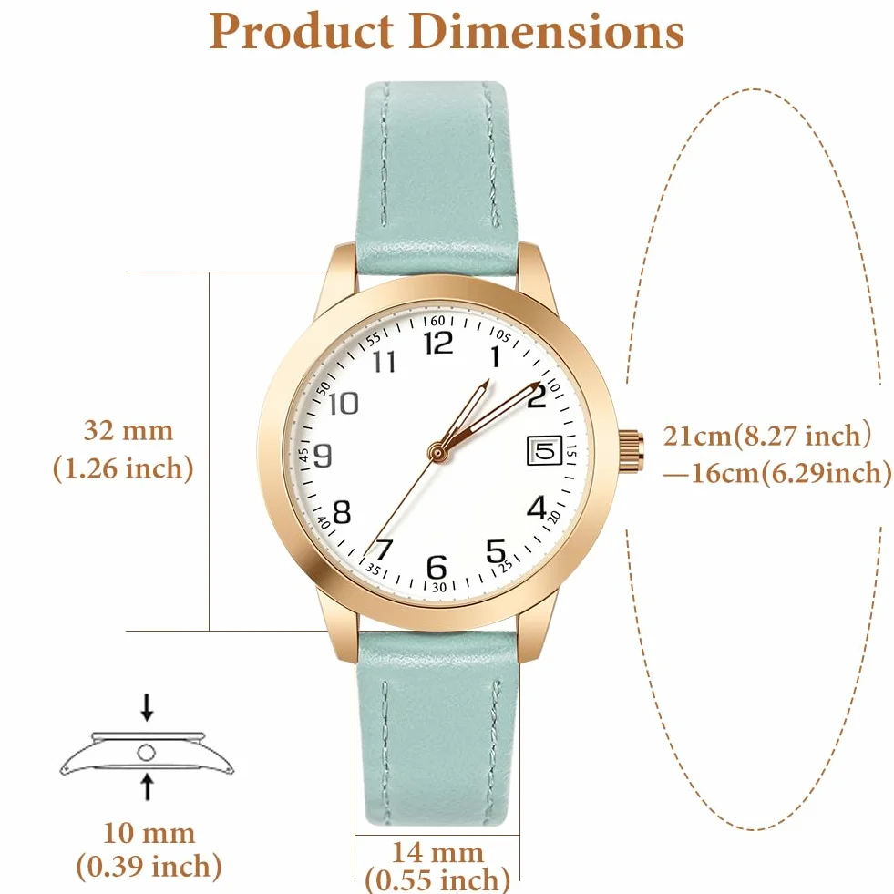 OFFCUP Montre Femme Bracelet Cuir Analogique Quartz Poignet Ladies