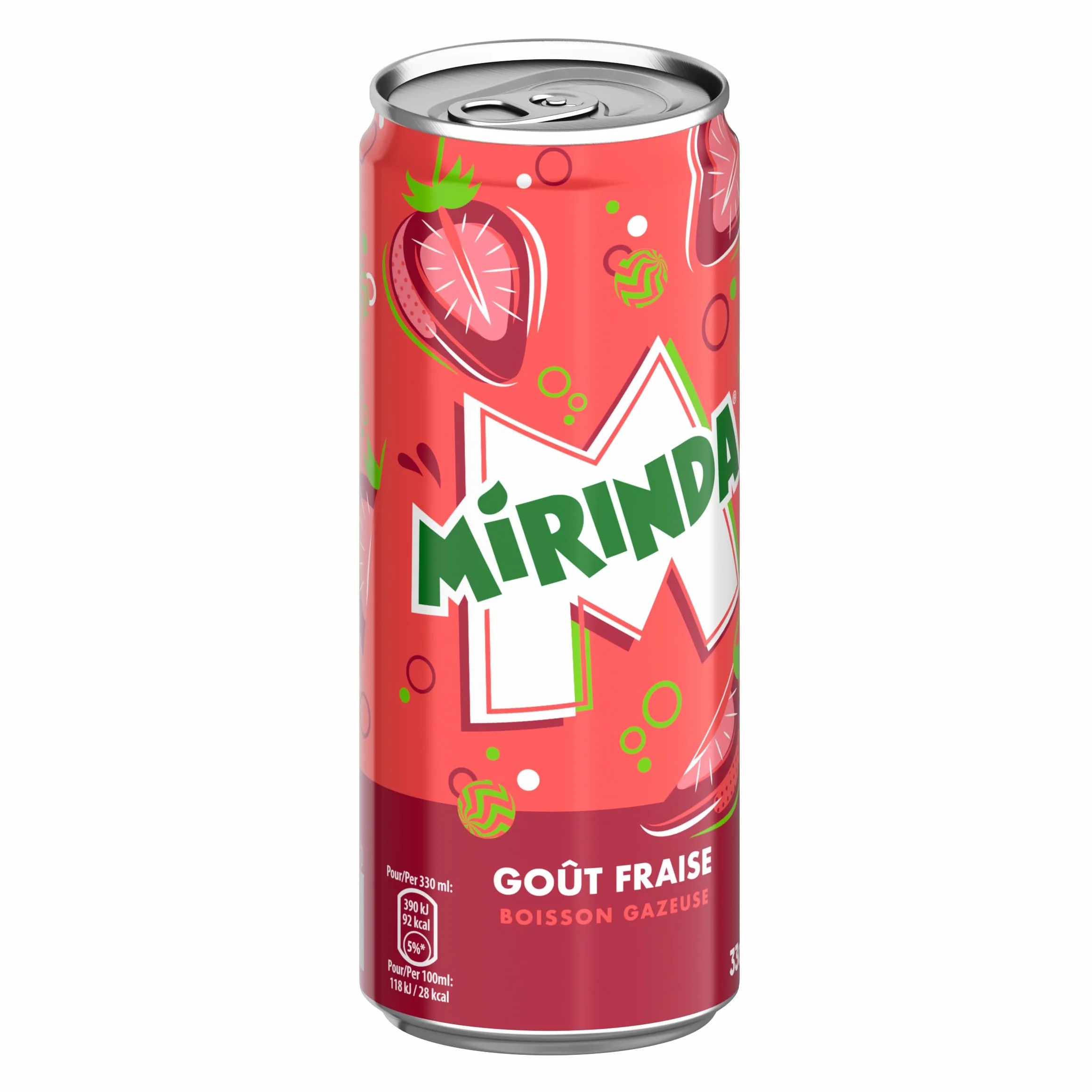 MIRINDA Soda Saveur Fraise - Lot de 24x33cl