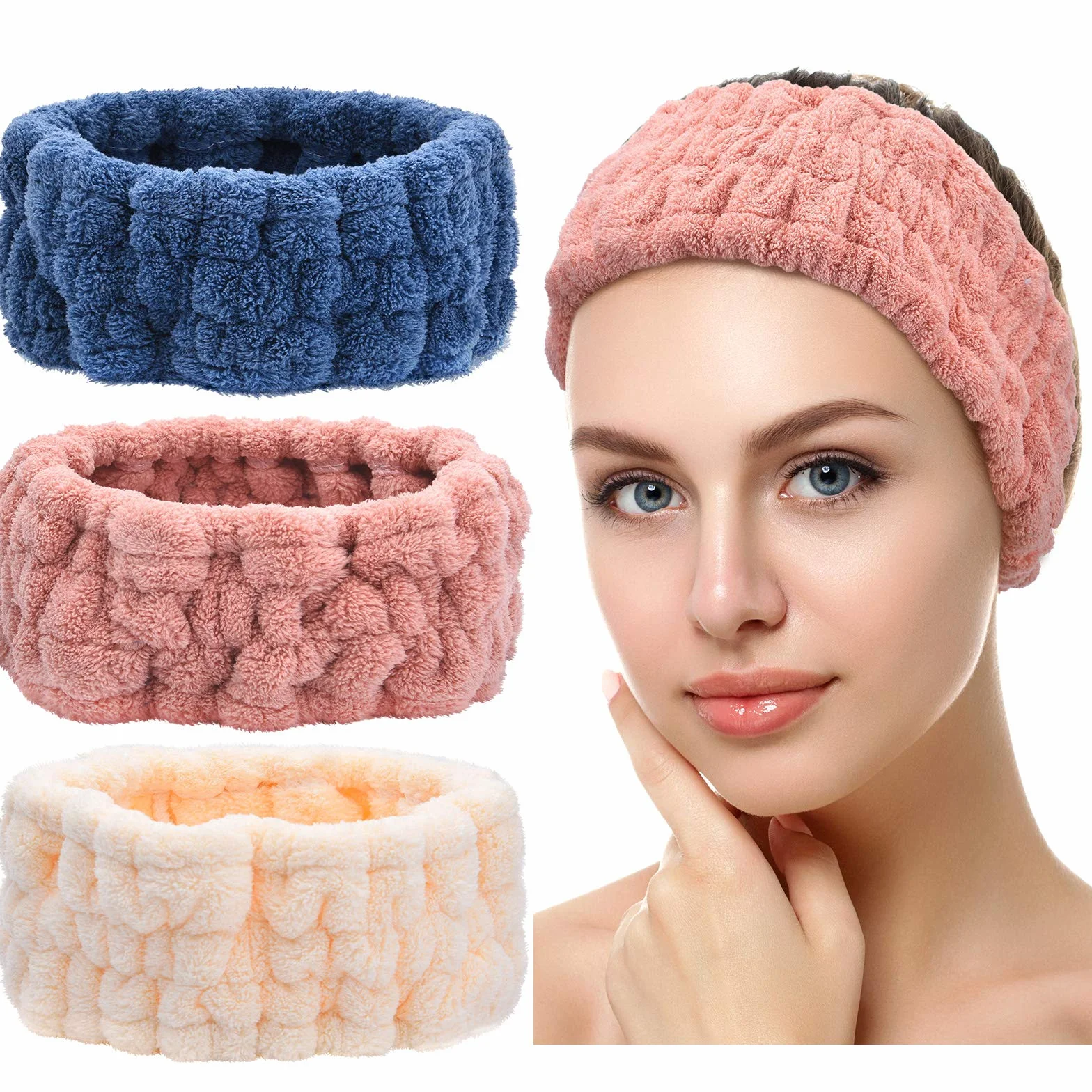 Bandeau de Lavage de Visage en Polaire 3 Pièces pour Femme Sport Yoga