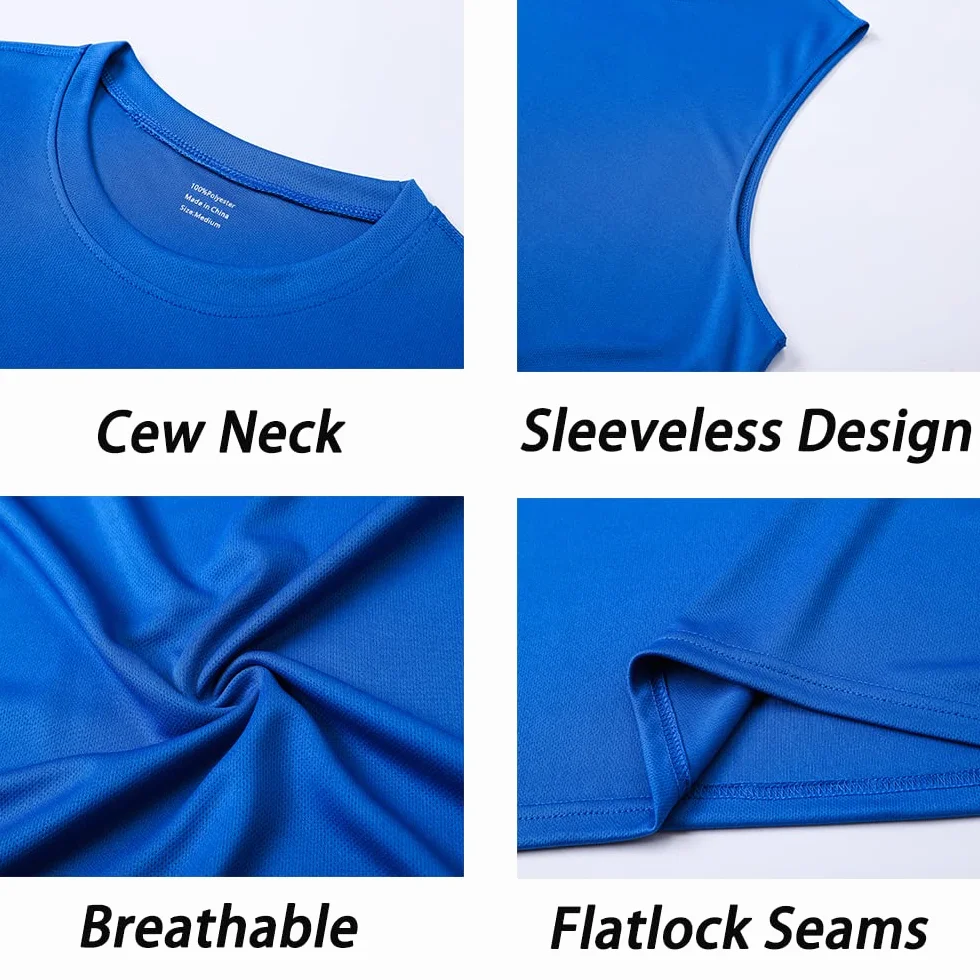 HUAKANG Maillot de Sport sans Manche Séchage Rapide 3 Pack pour Homme Running Gym Fitness