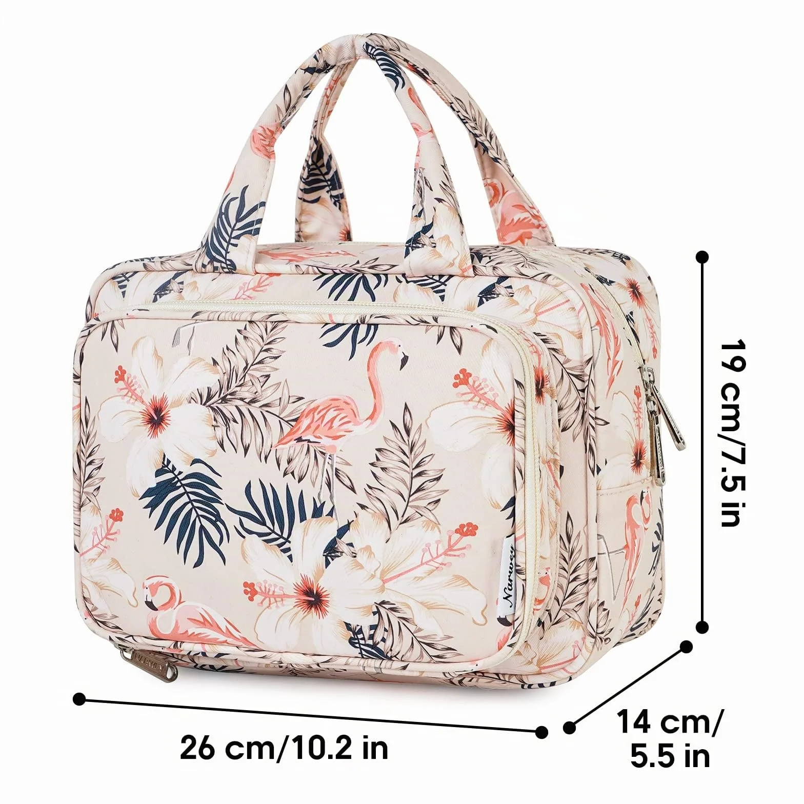 Narwey Trousse de Toilette Grande Femme Sac de Voyage Maquillage Organisateur Flamant