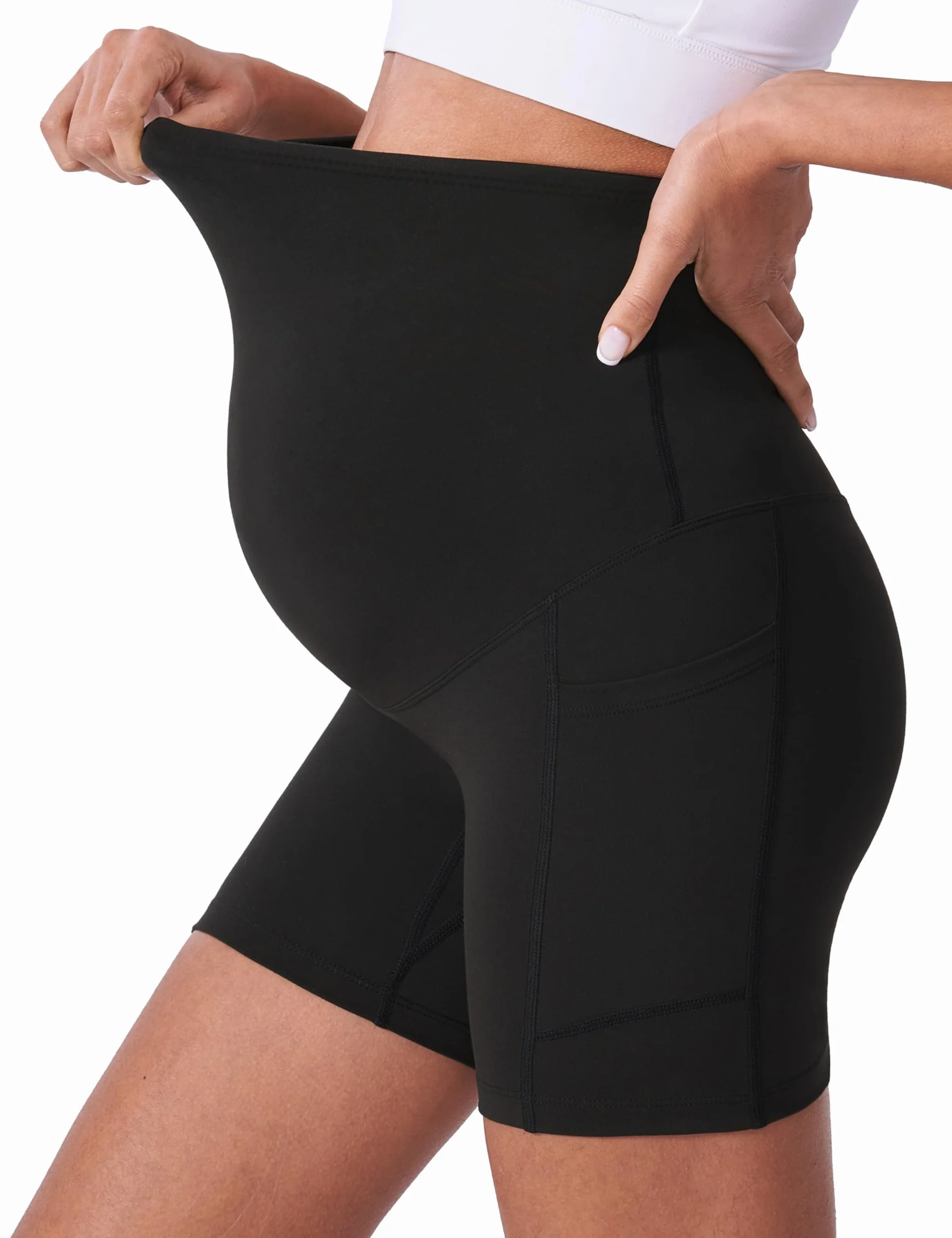 Short de maternité POSHDIVAH pour femme, legging au-dessus du ventre, entraînement yoga été grossesse, 12,7 cm