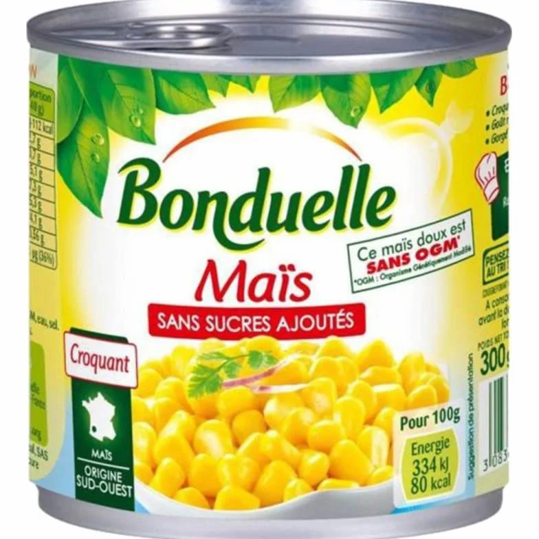 Bonduelle Maïs Grains Sans Sucres Ajoutés 300g (lot de 10)
