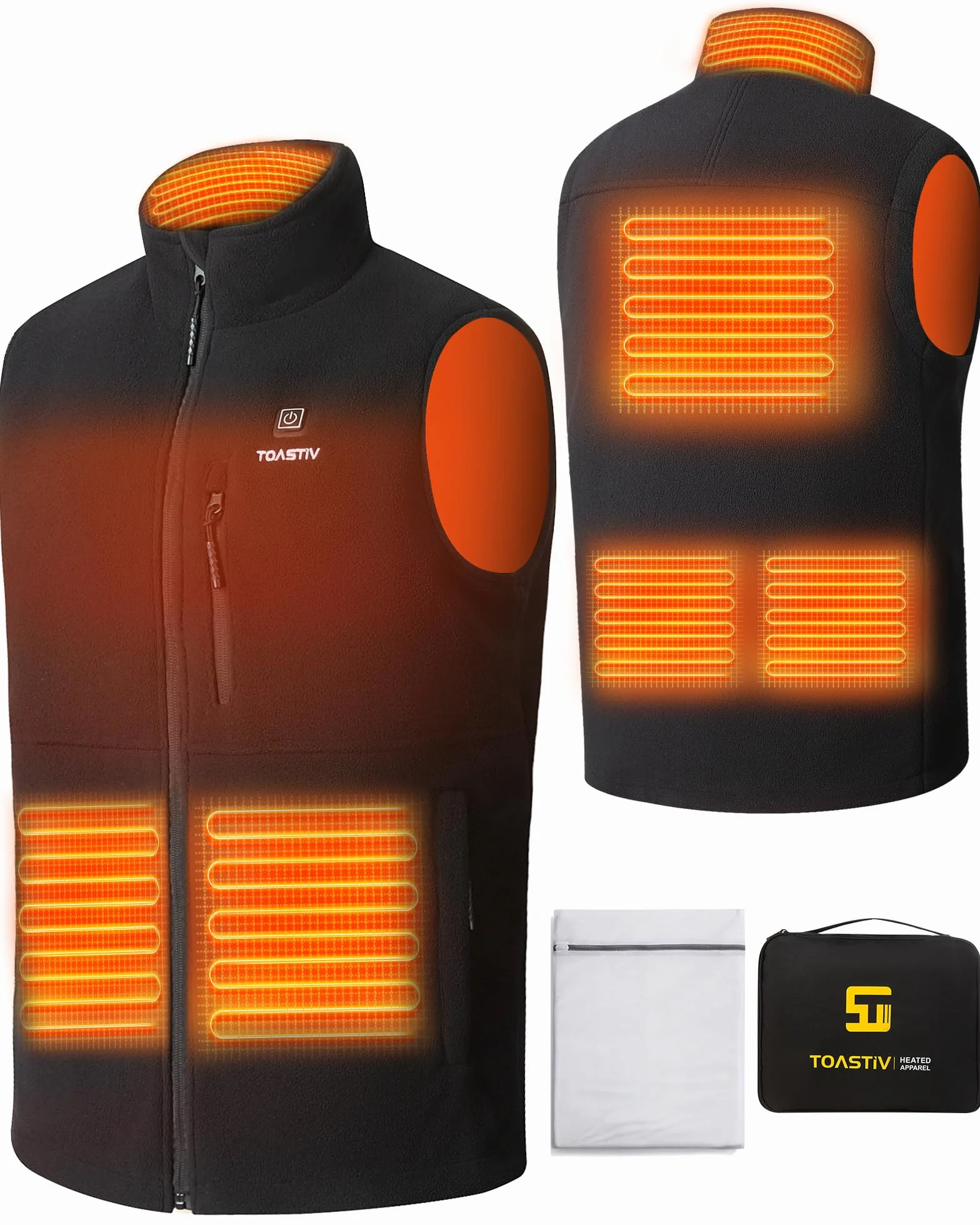 Gilet Chauffant Homme Veste Polaire Électrique 3 Températures 6 Zones Chauffage USB Plein Air