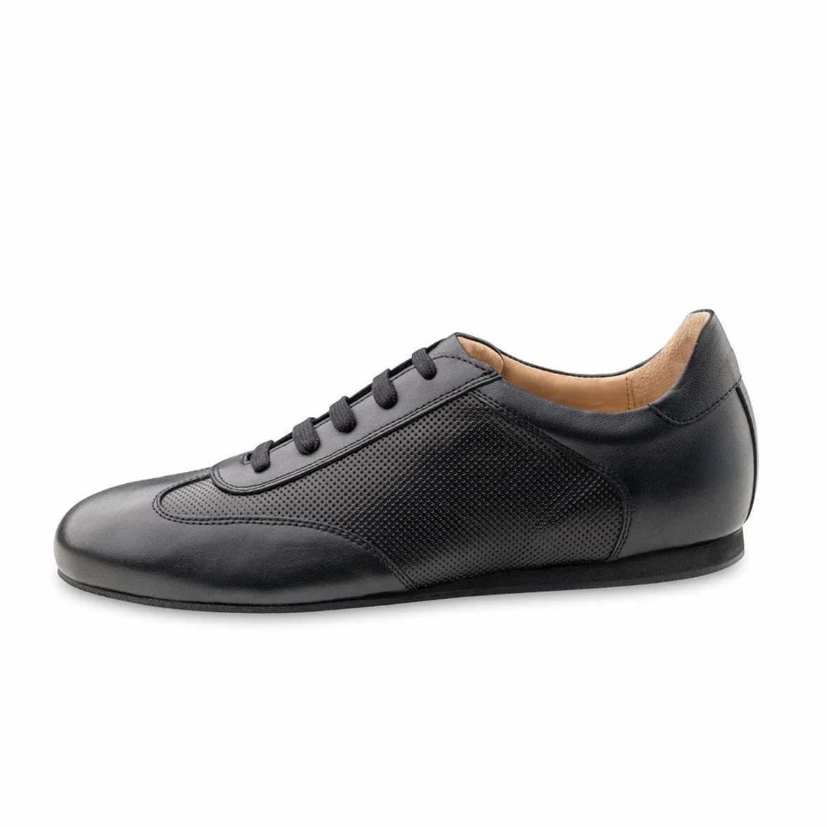 Werner Kern Positano Baskets de danse homme cuir noir Talon compensé 1,5 cm Semelle daim Fabriqué Italie