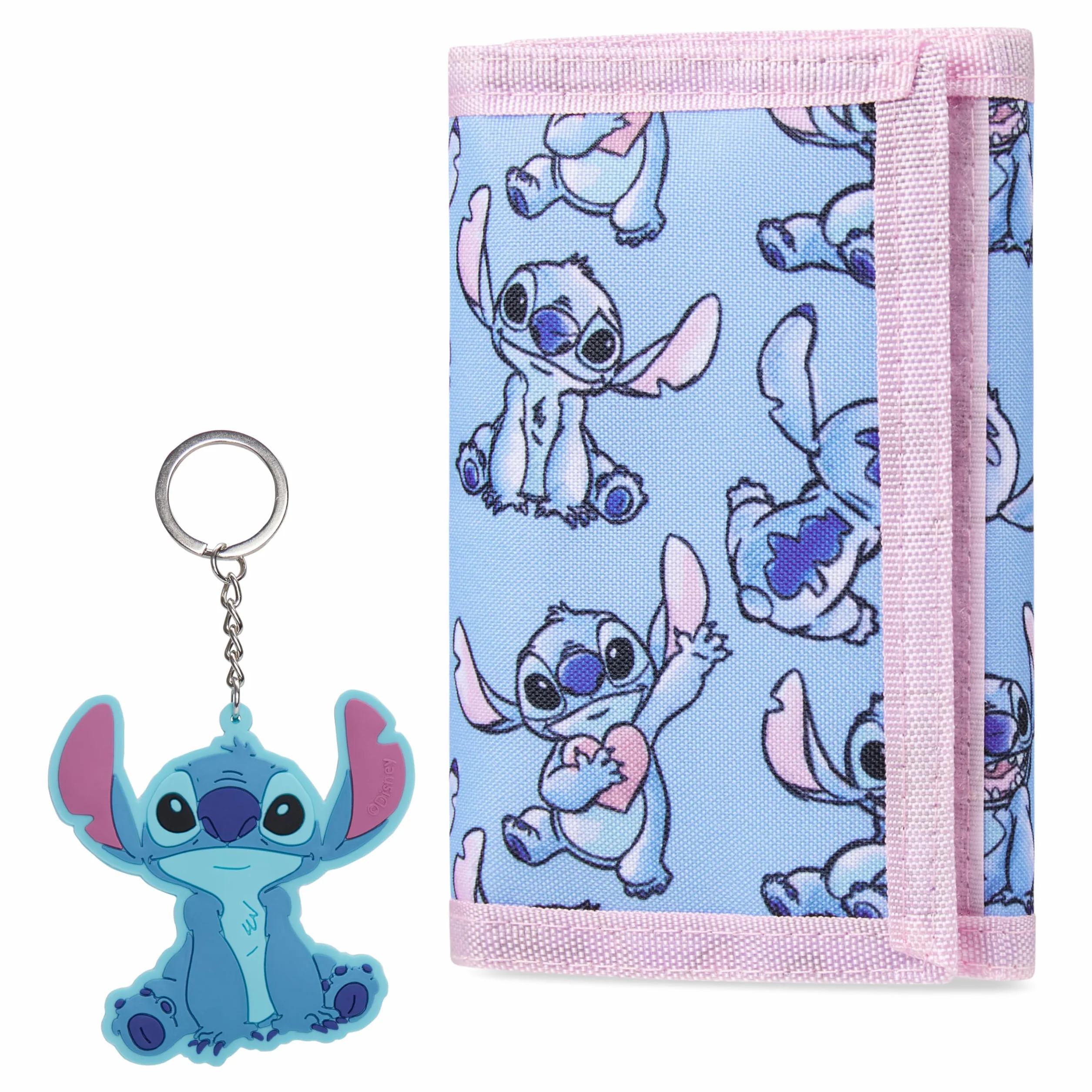 Disney Coffret Cadeau Portefeuille Enfant Porte Clé Stitch Bleu