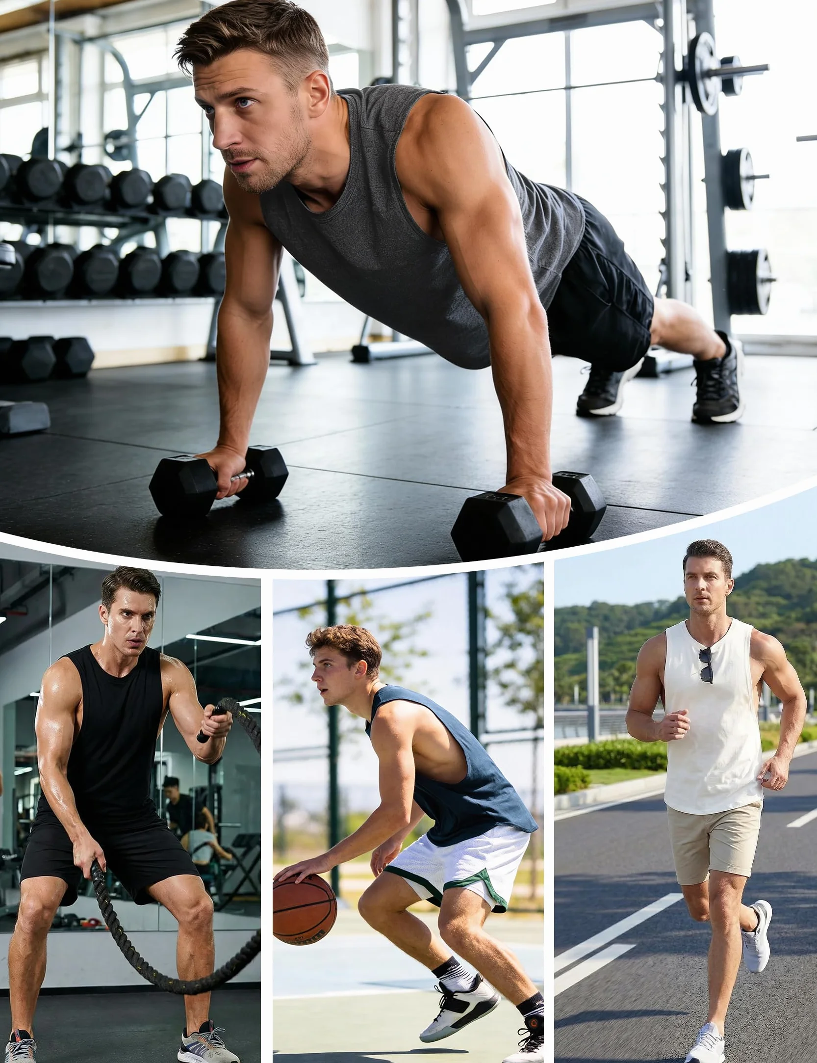 Débardeurs Homme Muscle Tank Top Basique sans Manches T-Shirt pour Gym Fitness S-3XL
