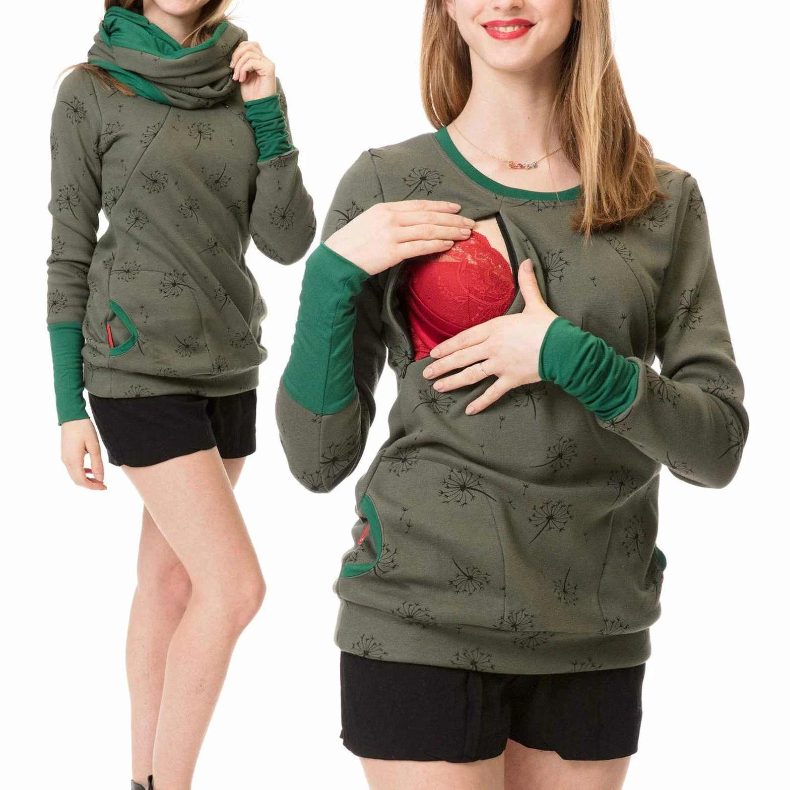 Vêtements de maternité été pour femmes enceintes pull allaitement capuche
